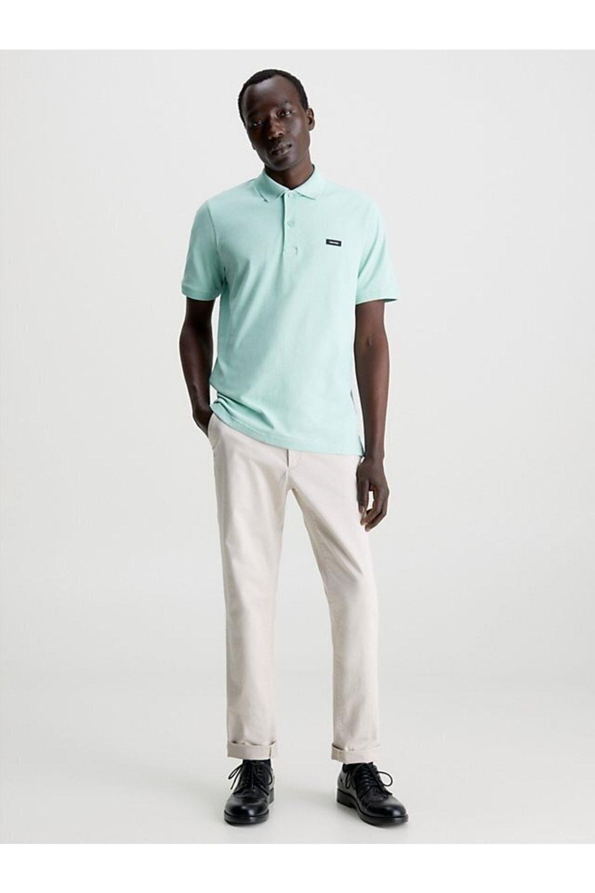 Calvin Klein Calvin Kleın Erkek Marka Logolu Polo Yakalı Organik Pamuklu Mavi1 Polo Yaka T-Shirt K10K111196-C04