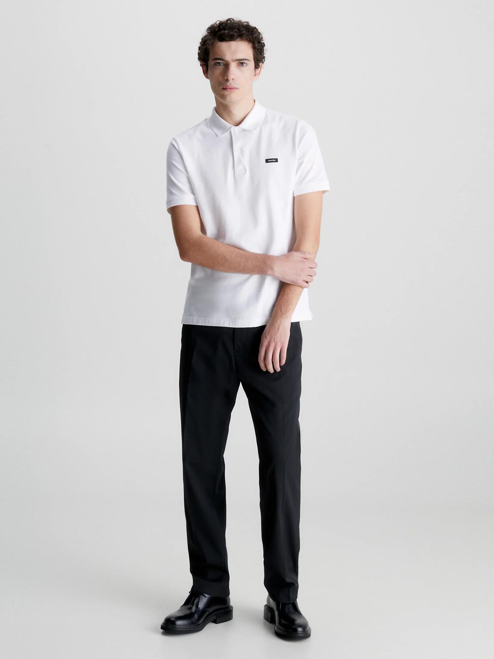 Calvin Klein Calvin Kleın Erkek Marka Logolu Polo Yakalı Organik Pamuklu Beyaz Polo Yaka T-Shirt K10K111196-YAF