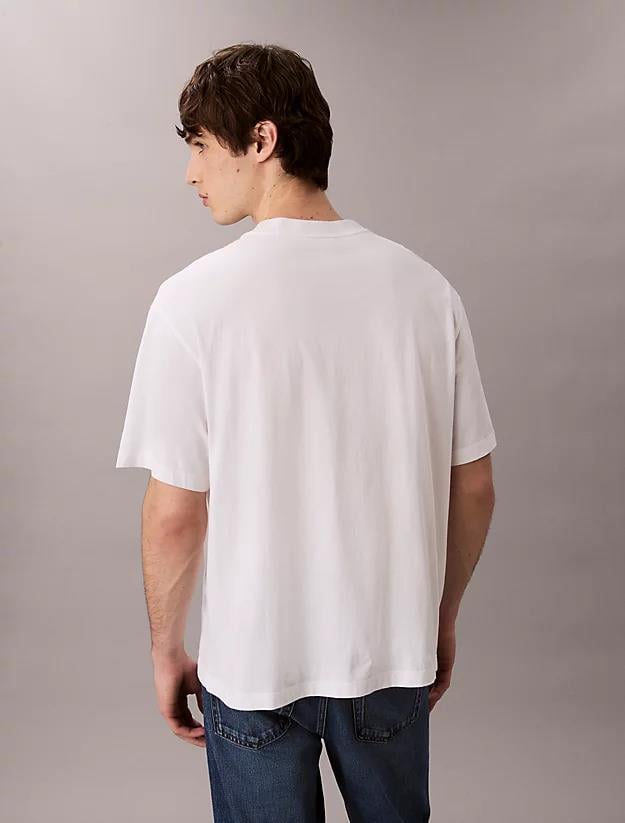 Calvin Klein Calvin Klein Erkek Normal Kalıp Yuvarlak Yaka Pamuklu Logo Detaylı Kısa Kollu Beyaz T-Shirt LV04LD230G-YAF