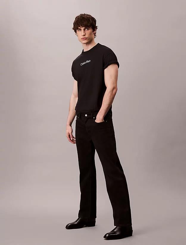 Calvin Klein Calvin Klein Erkek Normal Kalıp Yuvarlak Yaka Pamuklu Logo Detaylı Kısa Kollu Siyah T-Shirt LV04LD230G-UB1