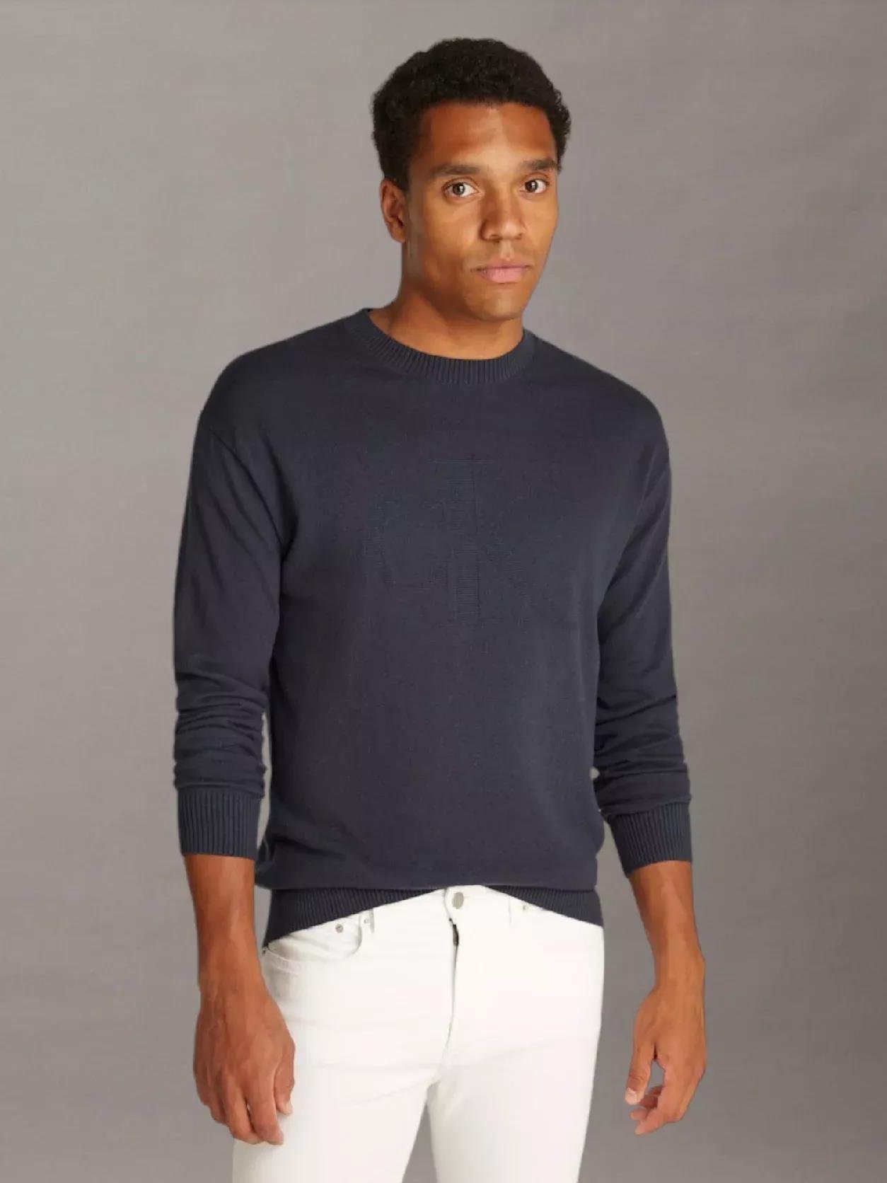 Calvin Klein Calvin Kleın Erkek Örme Pamutan Yuvarlak Yakalı Kabartma Detaylı Siyah Kazak J30J326453-BAN