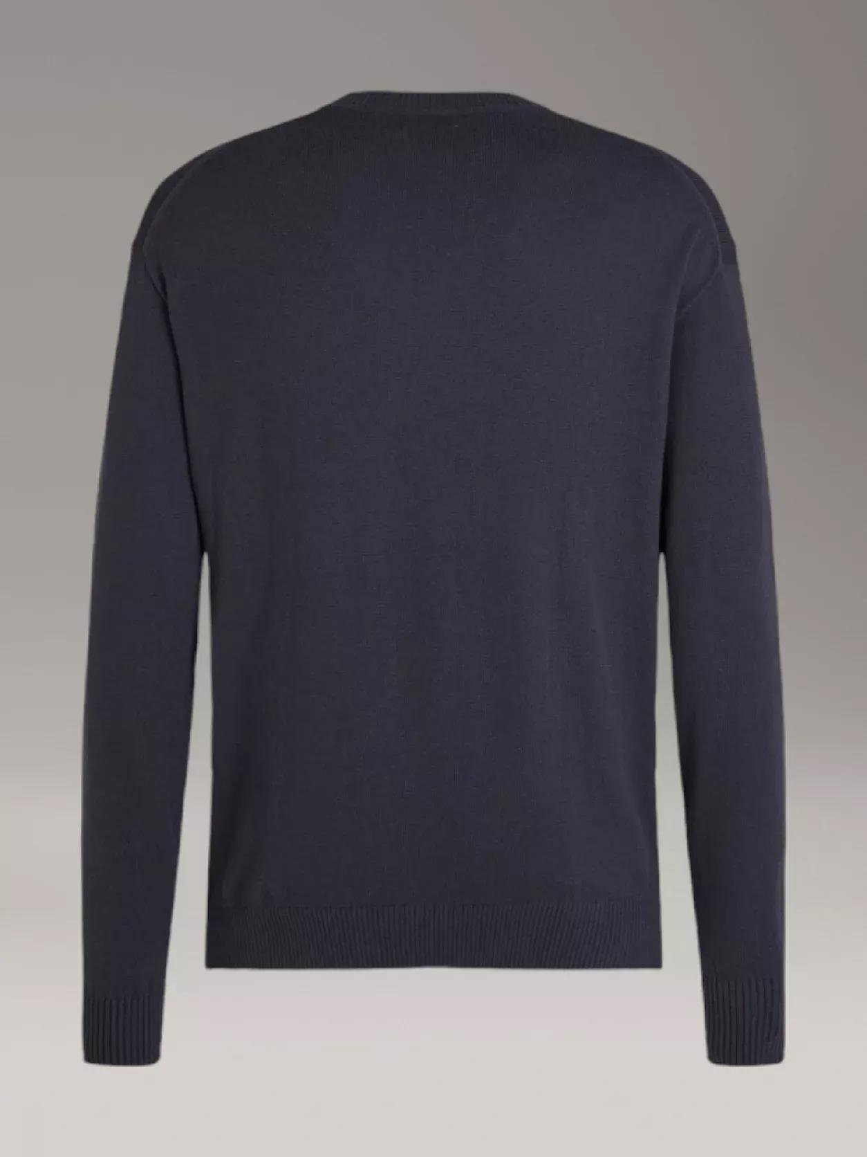 Calvin Klein Calvin Kleın Erkek Örme Pamutan Yuvarlak Yakalı Kabartma Detaylı Siyah Kazak J30J326453-BAN