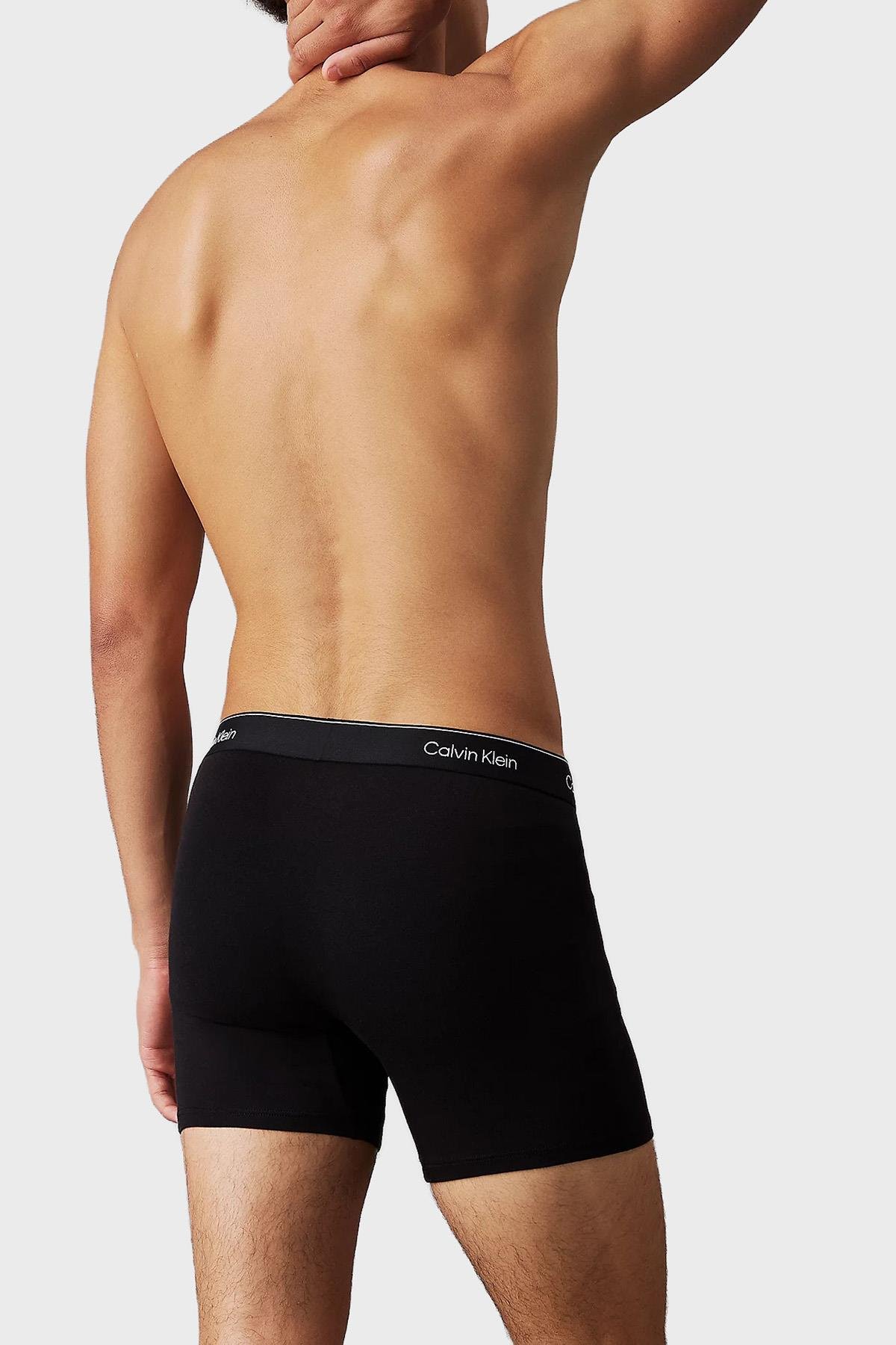 Calvin Klein Calvin Klein Erkek Pamuklu Slim Fit Beli Elastik Bantlı 3'lü Siyah Boxer LV00NB4392-TM6
