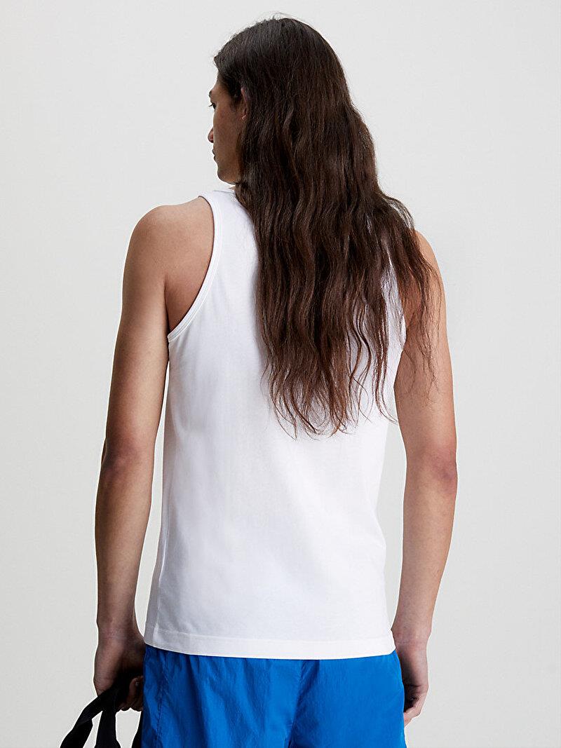 Calvin Klein Calvin Kleın Erkek Pamuklu Logolu Kolsuz Halter Yaka Beyaz Atlet J30J323099-YAF