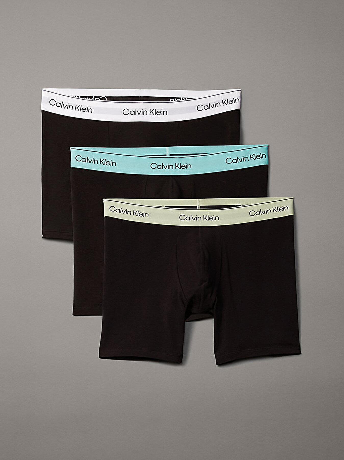 Calvin Klein Calvin Klein Erkek Pamuklu Beli Lastikli Slim Fit 3'lü Paket Siyah Boxer LV00NB4394-VRB