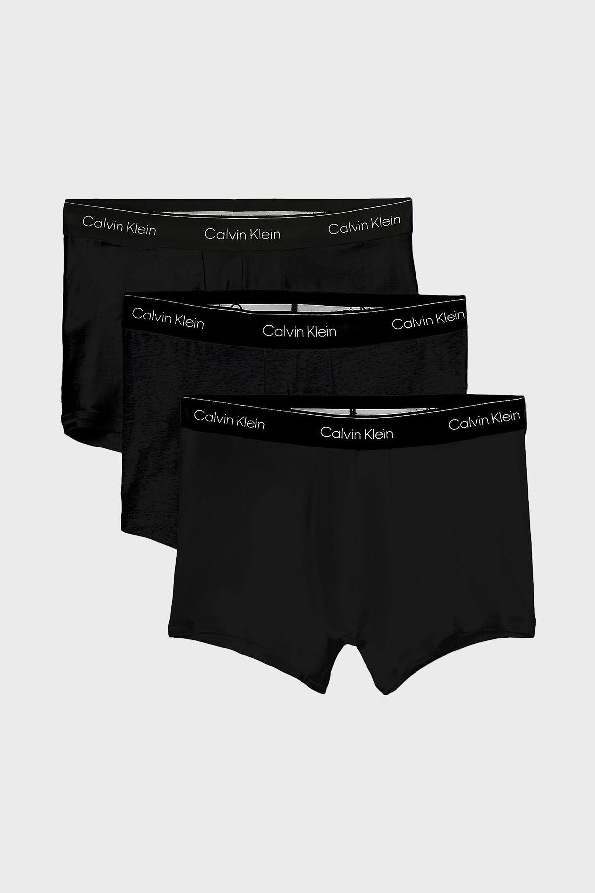Calvin Klein Calvin Klein Erkek Pamuklu Slim Fit Beli Elastik Bantlı 3'lü Siyah Boxer LV00NB4392-TM6