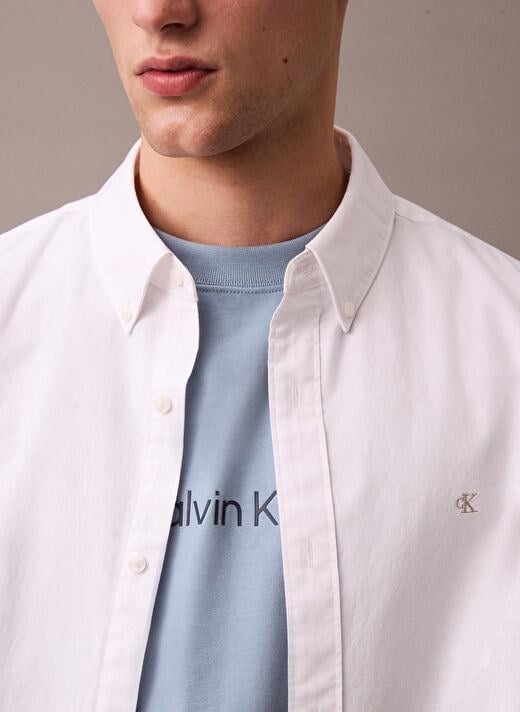 Calvin Klein Calvin Klein Erkek Pamuklu Regular Fit Uzun Kollu Beyaz Gömlek LV140EM125-YAA