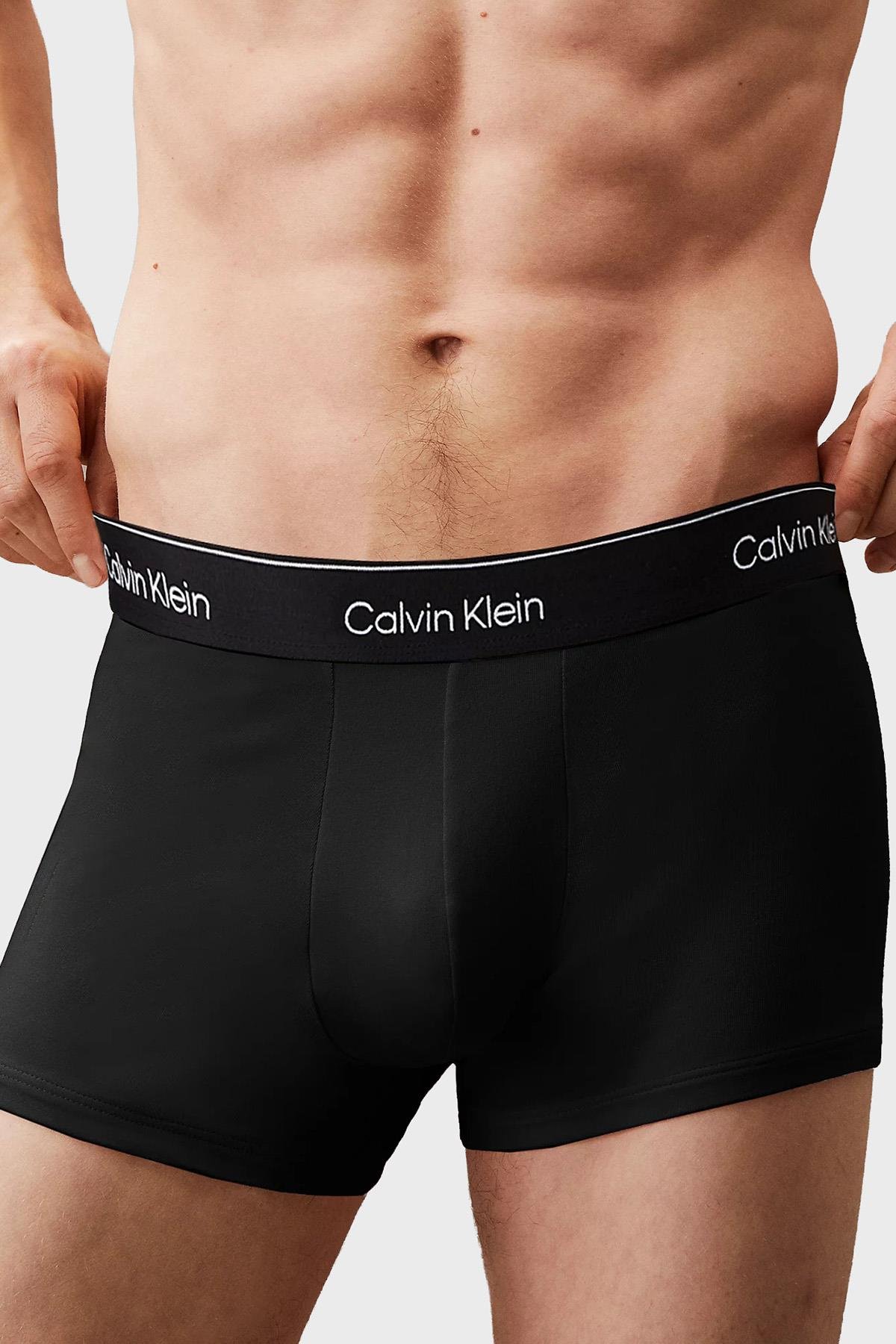 Calvin Klein Calvin Klein Erkek Pamuklu Slim Fit Beli Elastik Bantlı 3'lü Siyah Boxer LV00NB4392-TM6