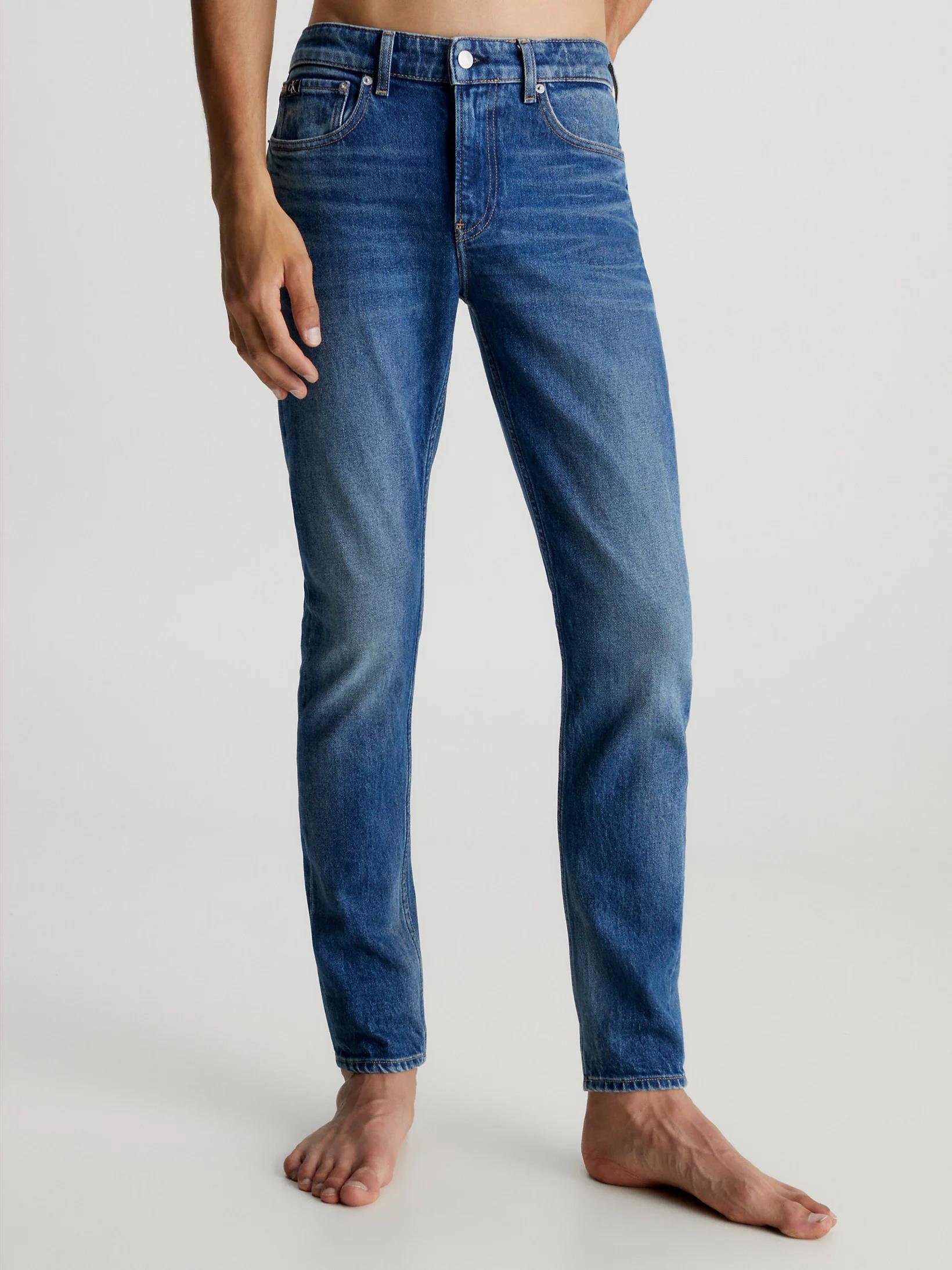Calvin Klein Calvin Kleın Erkek Pamuklu Normal Bel 5 Cepli Düğmeli Mavi Jeans J30J323850-1BJ