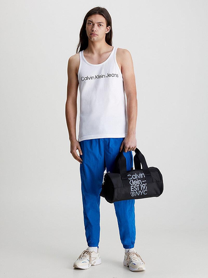 Calvin Klein Calvin Kleın Erkek Pamuklu Logolu Kolsuz Halter Yaka Beyaz Atlet J30J323099-YAF