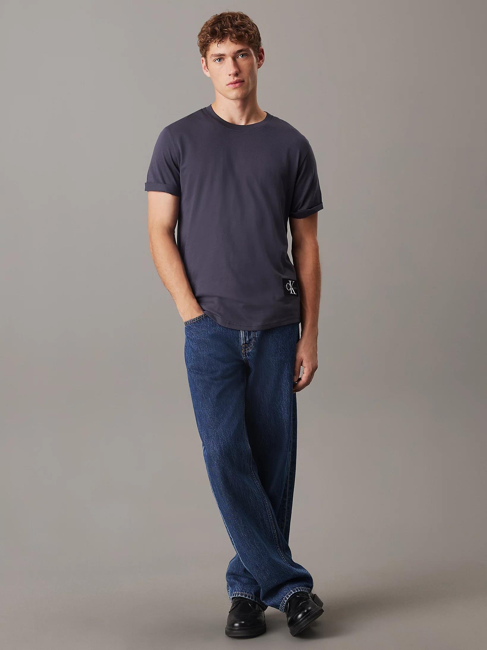 CALVIN KLEIN Calvin Kleın Erkek Pamuklu Kısa Kollu Yuvarlak Yaka Mavi T-Shirt J30J323482-CGE