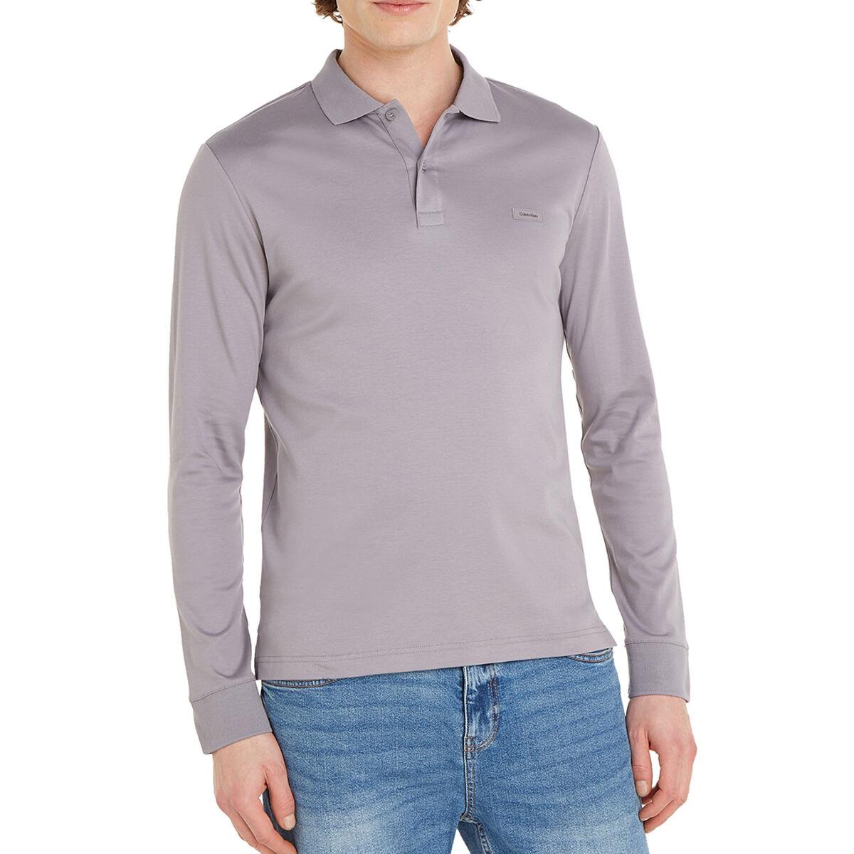 Calvin Klein Calvin Kleın Erkek Polo Yaka Uzun Kollu Pamuklu Rahat Kesim Gri Polo Yaka T-Shirt K10K111868-PTM