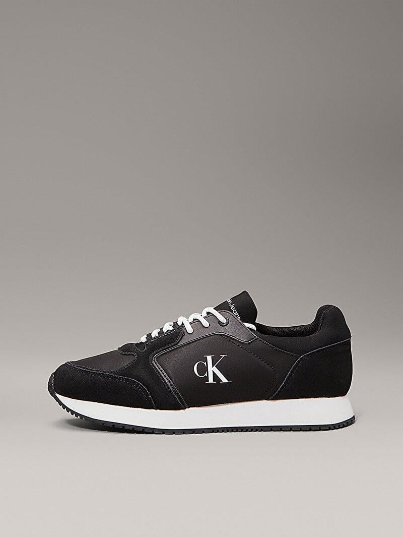 Calvin Klein Calvin Klein Erkek Rahat Yüksek Taban Renk Geçişli Süet Detaylı Deri Siyah-Beyaz Sneaker YM0YM01152-0GM