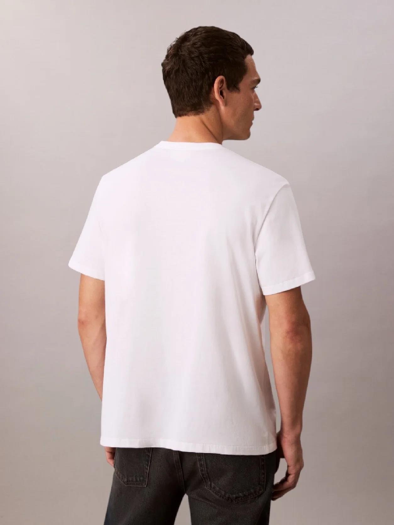 Calvin Klein Calvin Klein Erkek Rahat Kalıp %100 Pamuklu Logo Baskılı Kısa Kollu Beyaz T-Shirt LV04RD822G-YAA