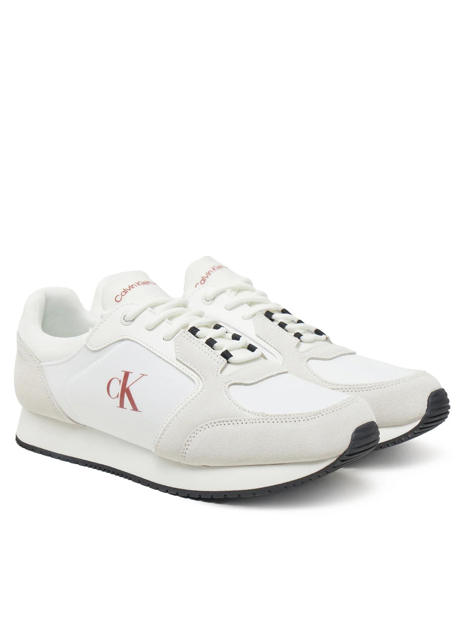 Calvin Klein Calvin Klein Erkek Rahat Yüksek Taban Renk Geçişli Süet Detaylı Deri Beyaz-Kırmızı Sneaker YM0YM01152-0LG