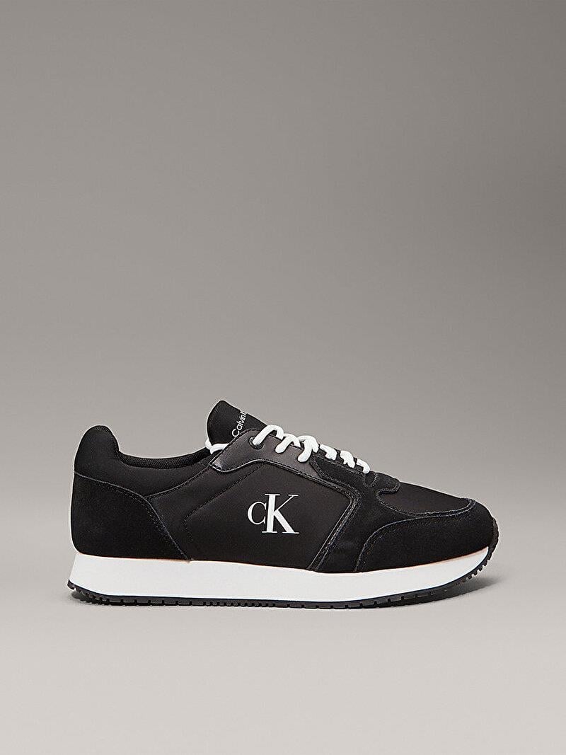 Calvin Klein Calvin Klein Erkek Rahat Yüksek Taban Renk Geçişli Süet Detaylı Deri Siyah-Beyaz Sneaker YM0YM01152-0GM