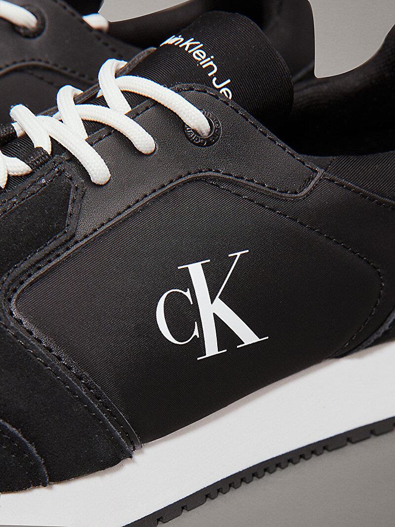 Calvin Klein Calvin Klein Erkek Rahat Yüksek Taban Renk Geçişli Süet Detaylı Deri Siyah-Beyaz Sneaker YM0YM01152-0GM