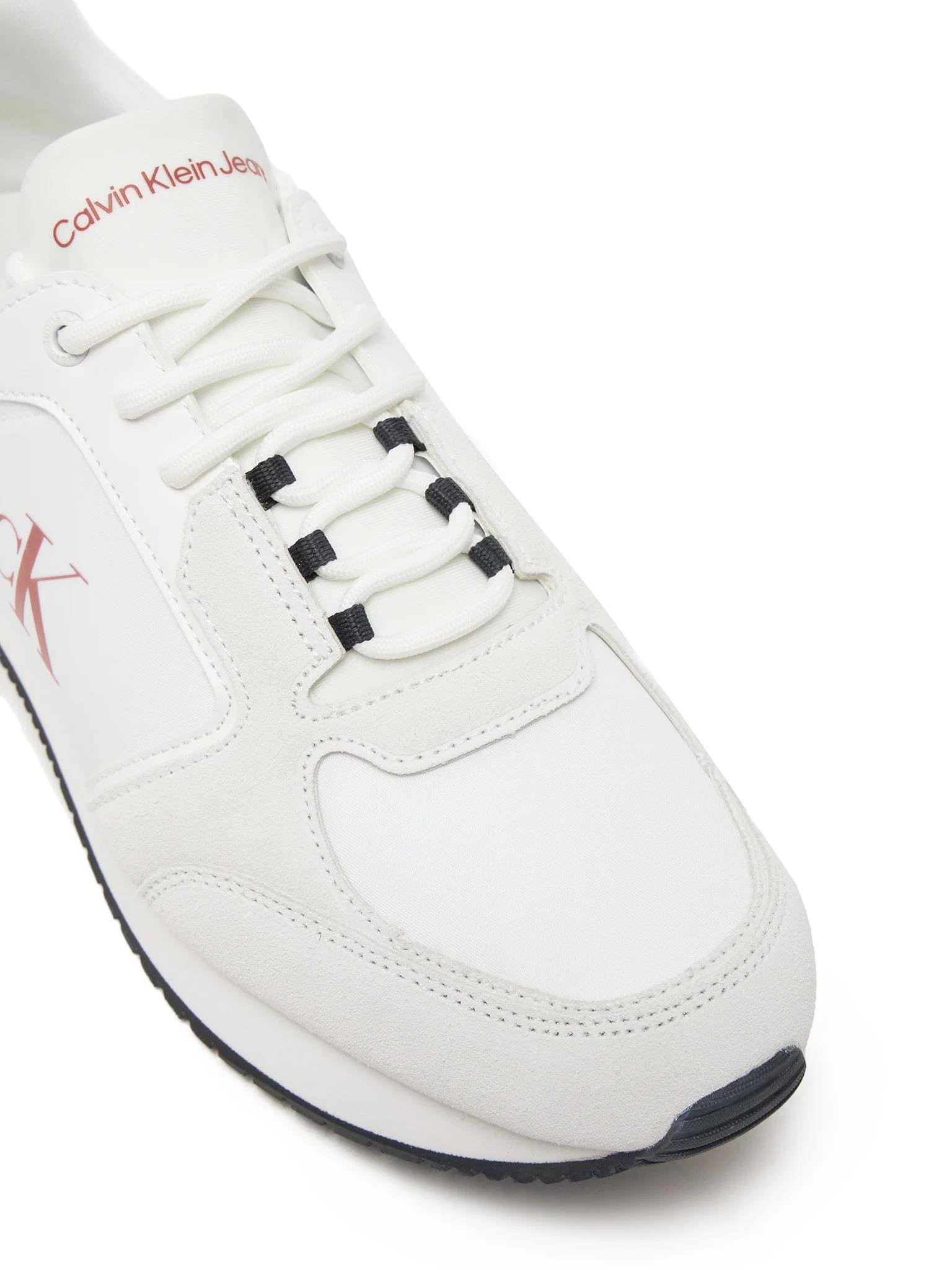 Calvin Klein Calvin Klein Erkek Rahat Yüksek Taban Renk Geçişli Süet Detaylı Deri Beyaz-Kırmızı Sneaker YM0YM01152-0LG