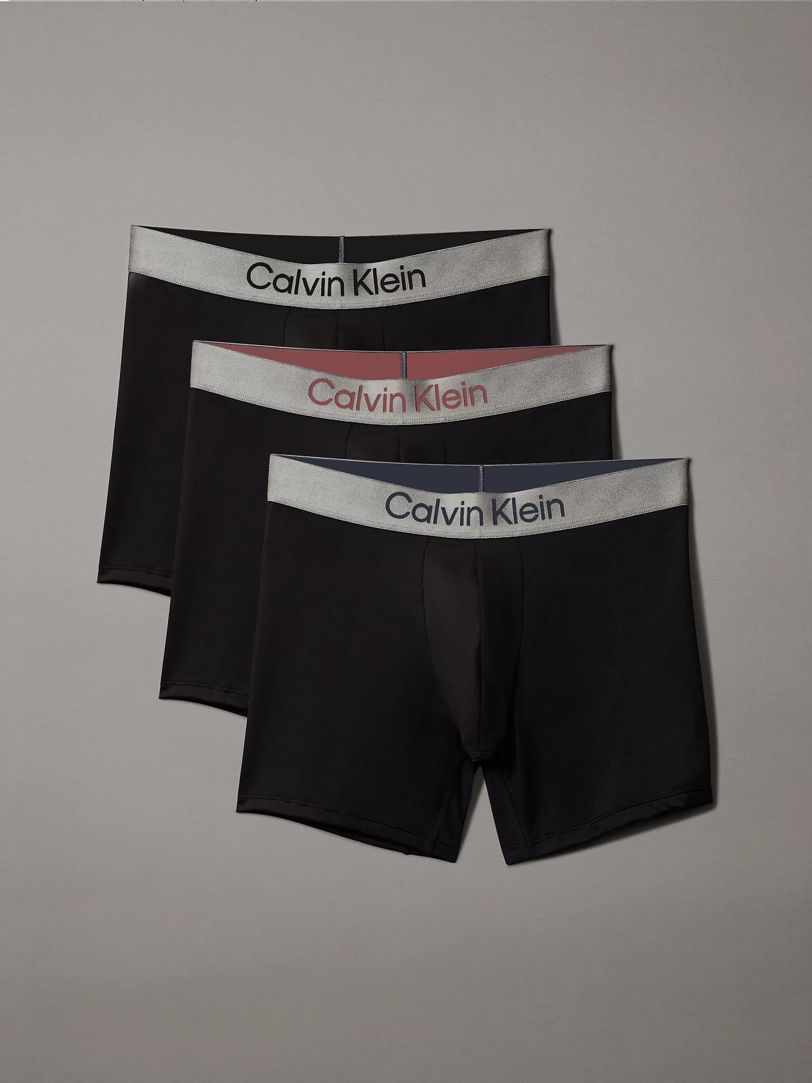 Calvin Klein Calvin Klein Erkek Rahat Esnek Kumaş Beli Logolu Elastik Bantlı 3'lü Siyah Boxer LV00NB4124-VSB
