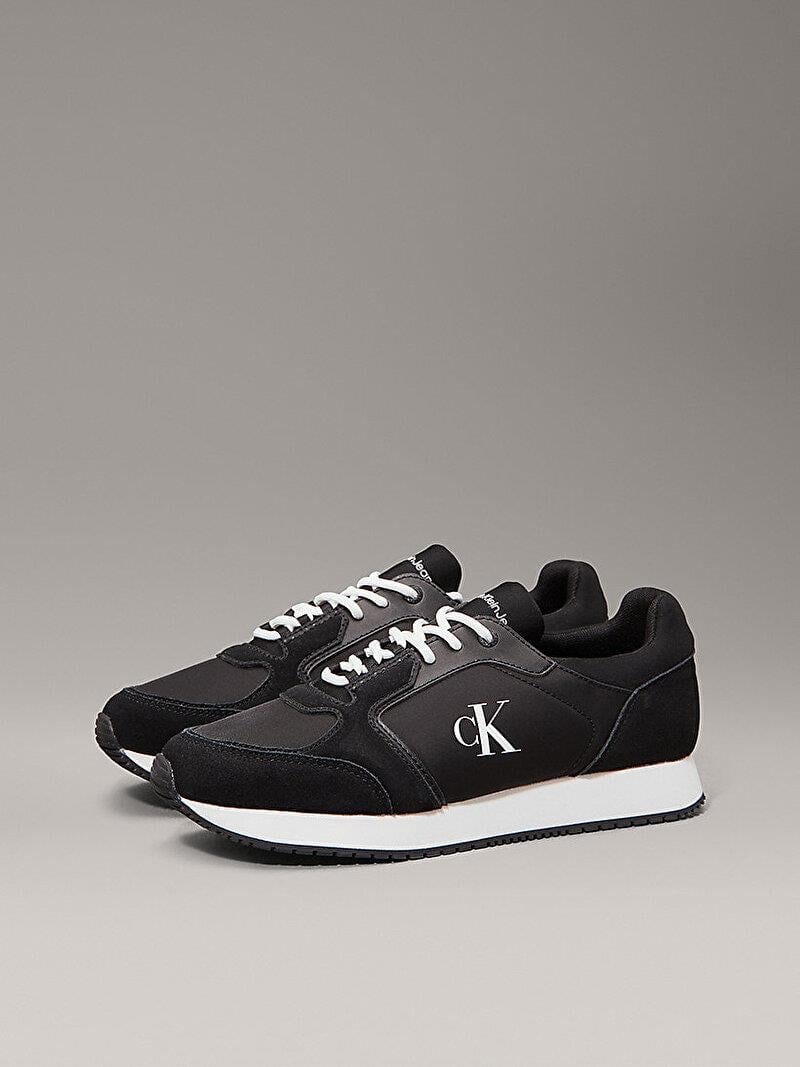 Calvin Klein Calvin Klein Erkek Rahat Yüksek Taban Renk Geçişli Süet Detaylı Deri Siyah-Beyaz Sneaker YM0YM01152-0GM