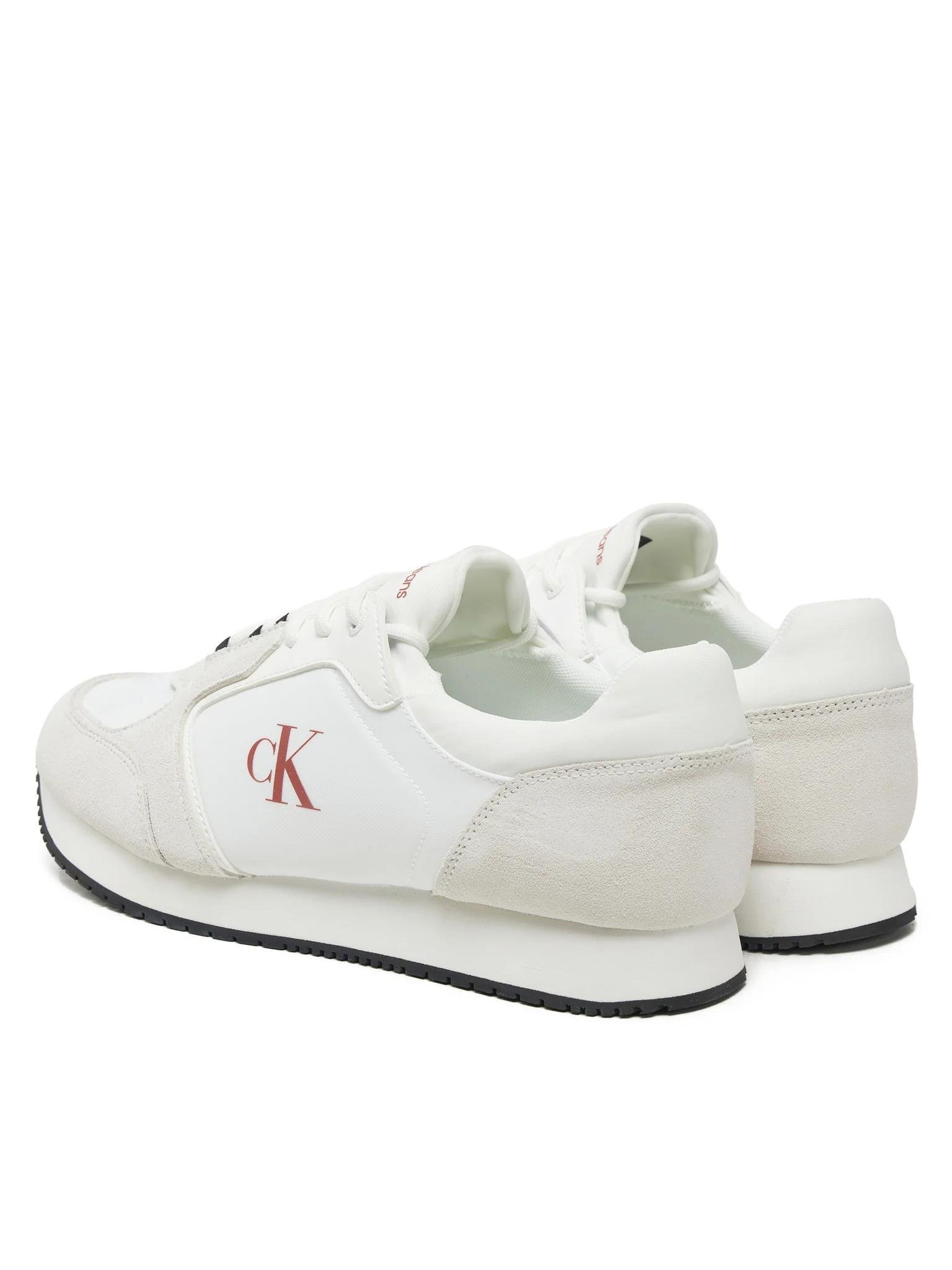 Calvin Klein Calvin Klein Erkek Rahat Yüksek Taban Renk Geçişli Süet Detaylı Deri Beyaz-Kırmızı Sneaker YM0YM01152-0LG