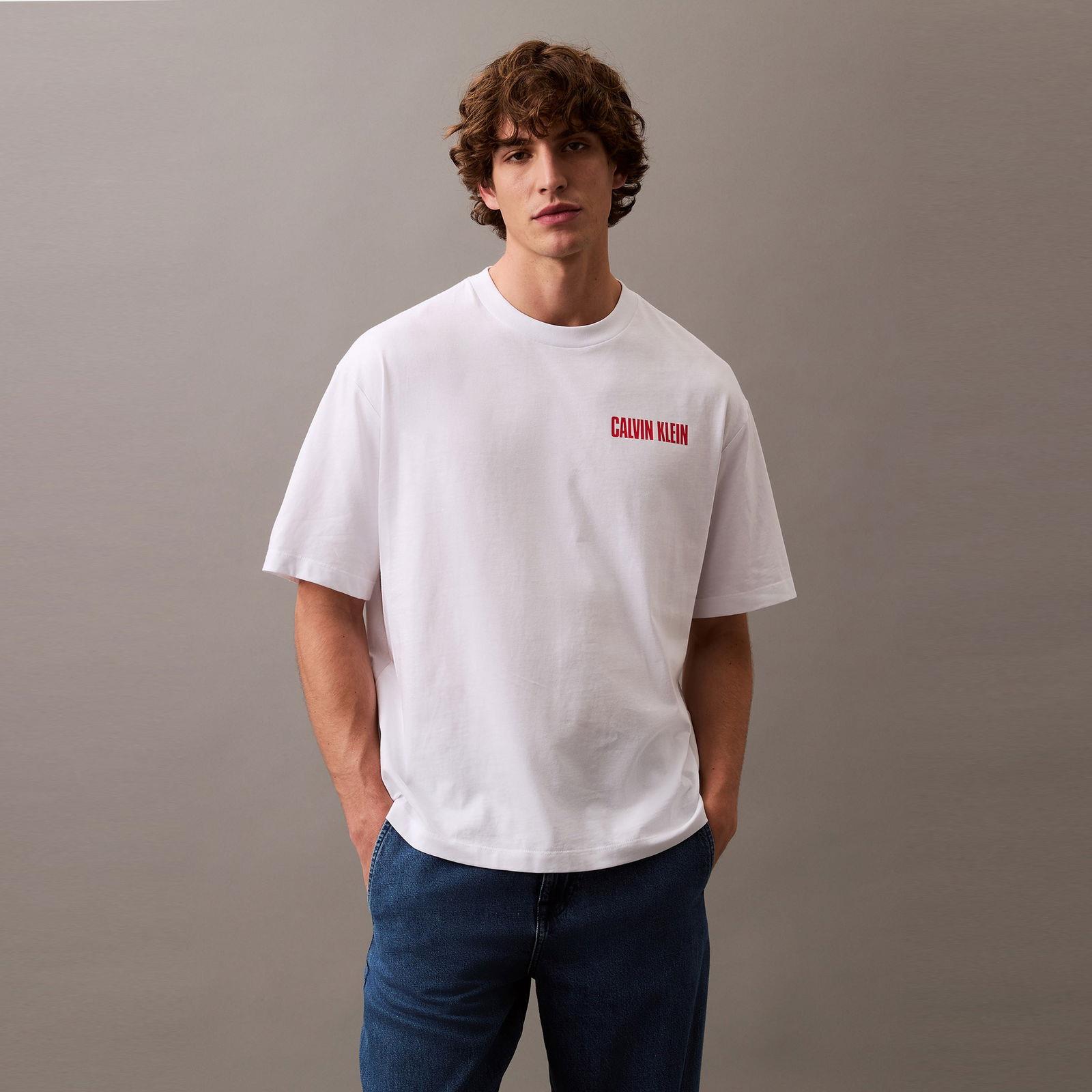 Calvin Klein Calvin Klein Erkek Regular Fit Bisiklet Yakalı Kısa Kollu Beyaz T-Shirt LV04RB851G-YAA