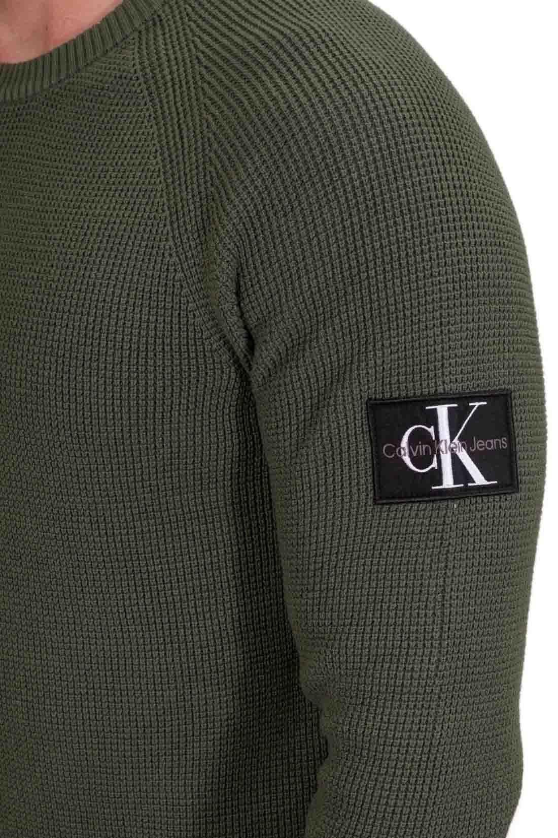 Calvin Klein Calvin Kleın Erkek Regular Fit Pamuklu Bisiklet Yaka Uzun Kollu Yeşil Kazak J30J323989-LLP