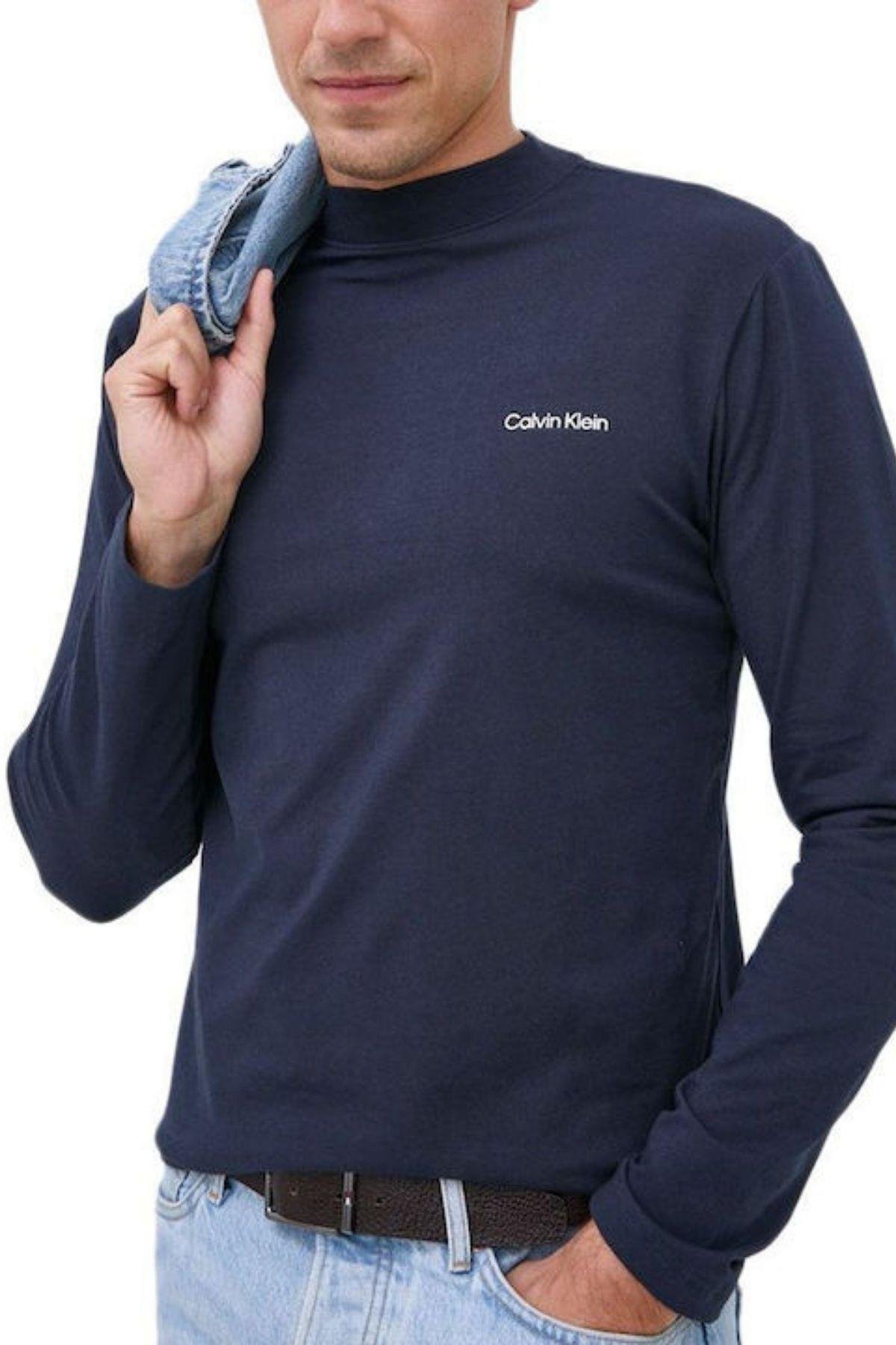 Calvin Klein Calvin Kleın Erkek Slim Fit Uzun Kol Pamuklu Lacivert1 Polo Yaka T-Shirt K10K110179-CHW