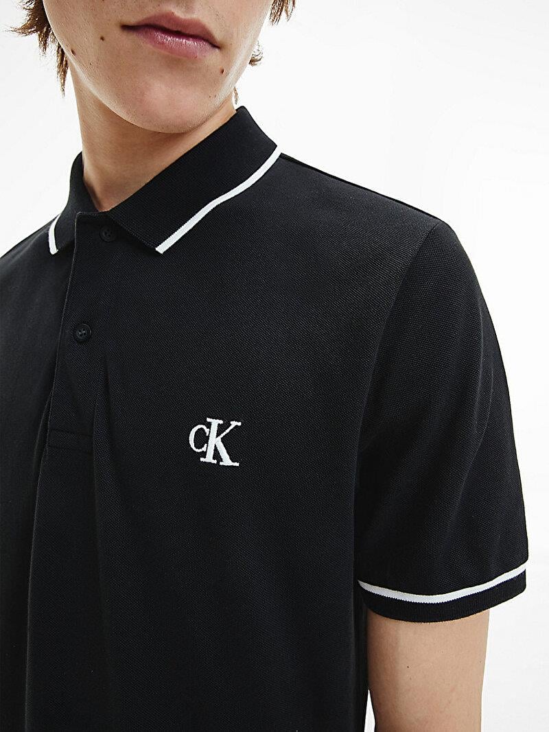 Calvin Klein Calvin Kleın Erkek Slim Fit Polo Yaka Kısa Kol Siyah Polo Yaka T-Shirt J30J315603-BAE