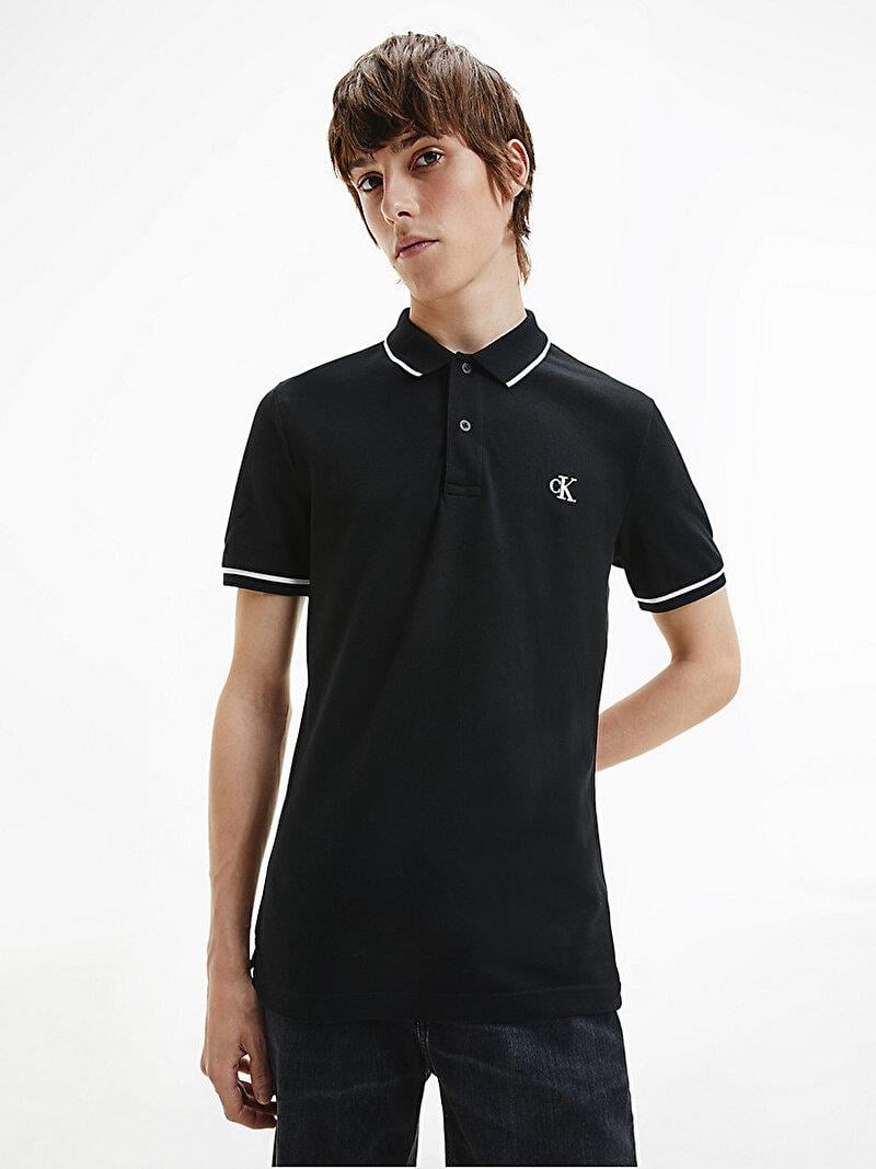 Calvin Klein Calvin Kleın Erkek Slim Fit Polo Yaka Kısa Kol Siyah Polo Yaka T-Shirt J30J315603-BAE