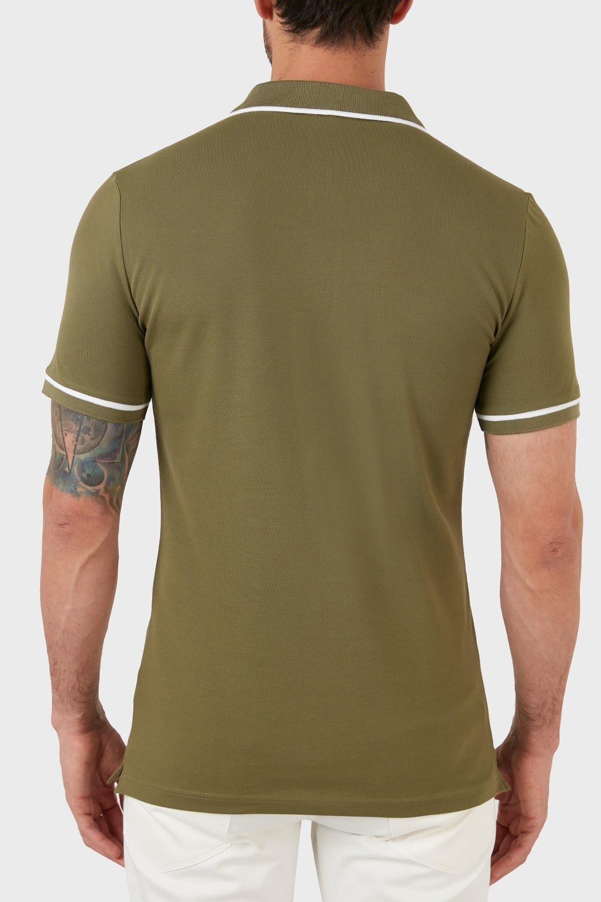 Calvin Klein Calvin Kleın Erkek Slim Fit Polo Yaka Kısa Kol Yeşil Polo Yaka T-Shirt J30J315603-LB6