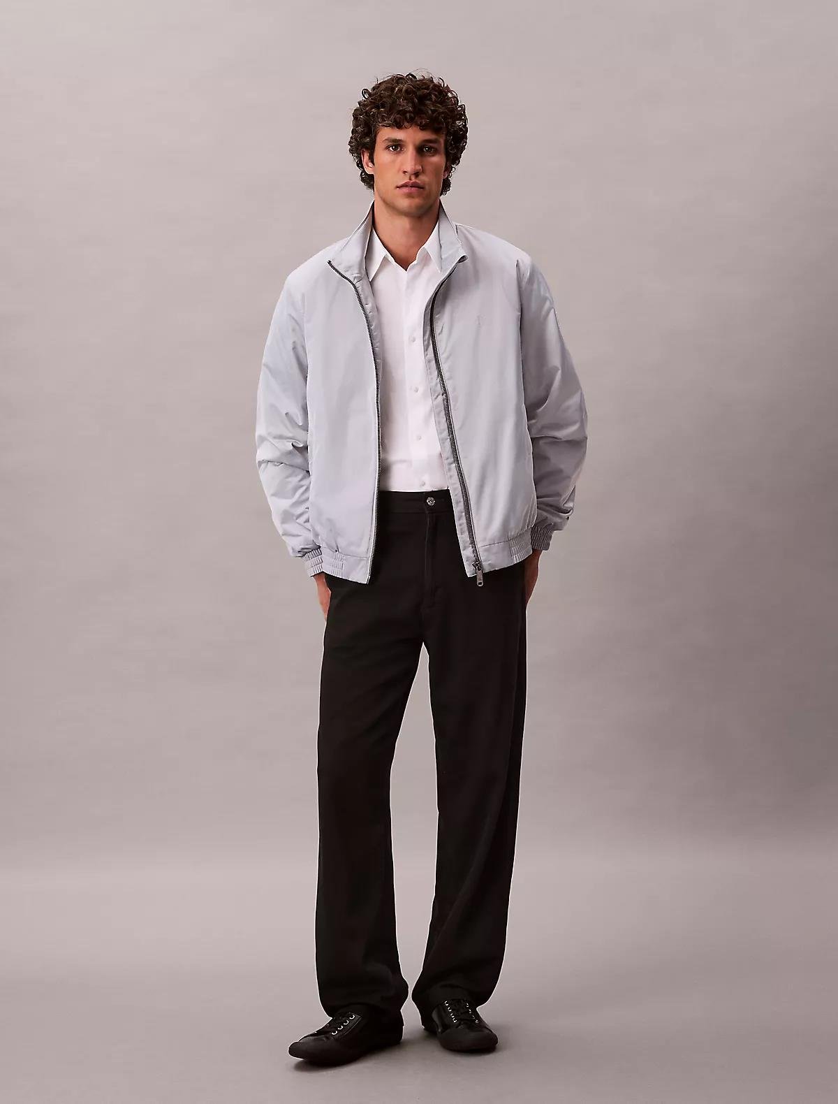 Calvin Klein Calvin Klein Erkek Su İtici Rüzgar Geçirmez Kumaş Dik Yaka Uzun Kollu Gri Ceket LV04RC516G-WCP