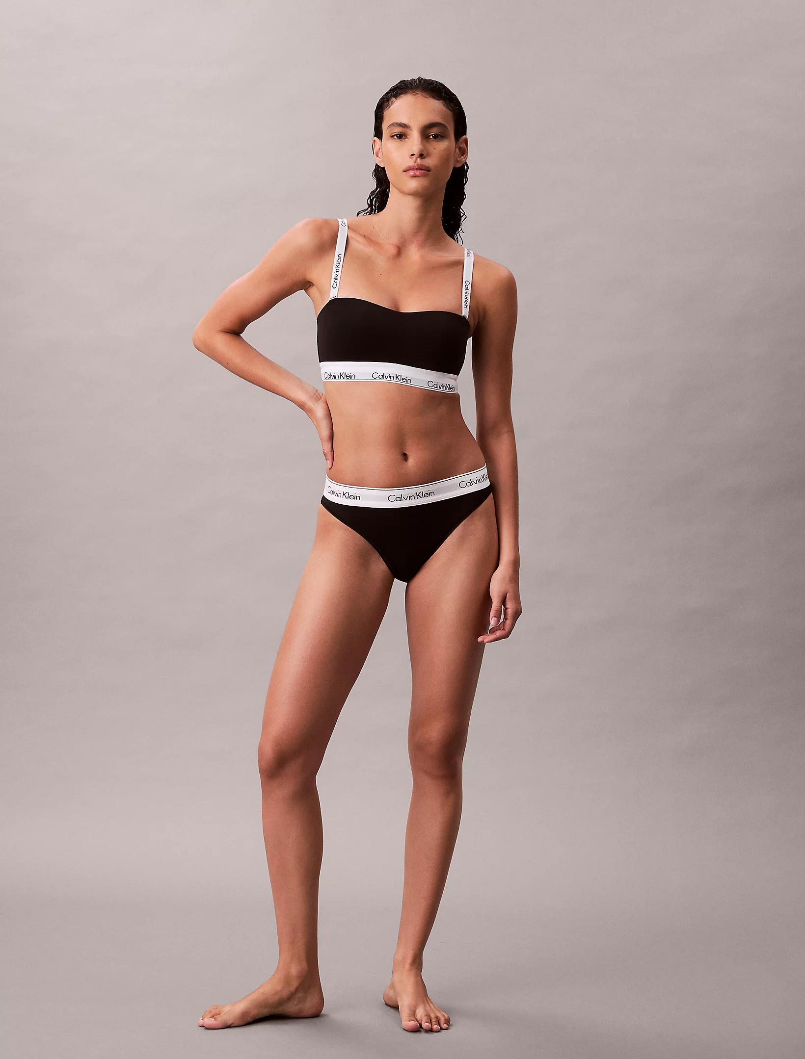 Calvin Klein Calvin Klein Kadın Askı Calvin Klein Yazı Detay Slim Fit Kalp Yaka Siyah Sütyen LV00QF8497-UB1