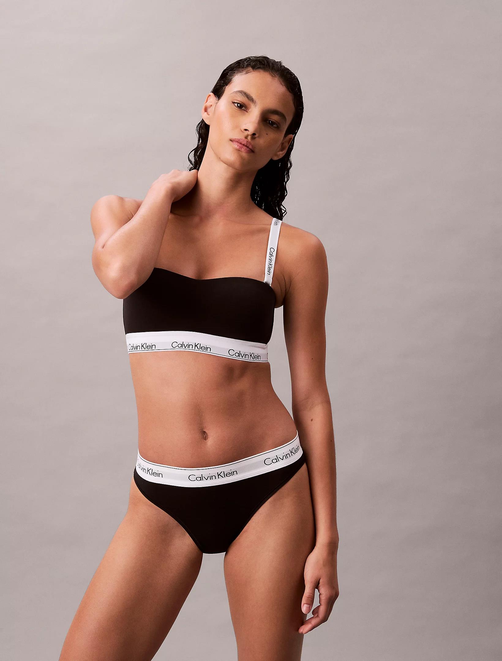 Calvin Klein Calvin Klein Kadın Askı Calvin Klein Yazı Detay Slim Fit Kalp Yaka Siyah Sütyen LV00QF8497-UB1