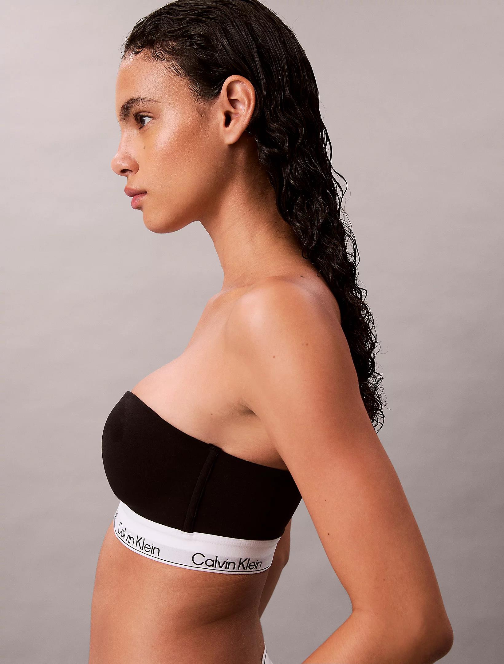 Calvin Klein Calvin Klein Kadın Askı Calvin Klein Yazı Detay Slim Fit Kalp Yaka Siyah Sütyen LV00QF8497-UB1