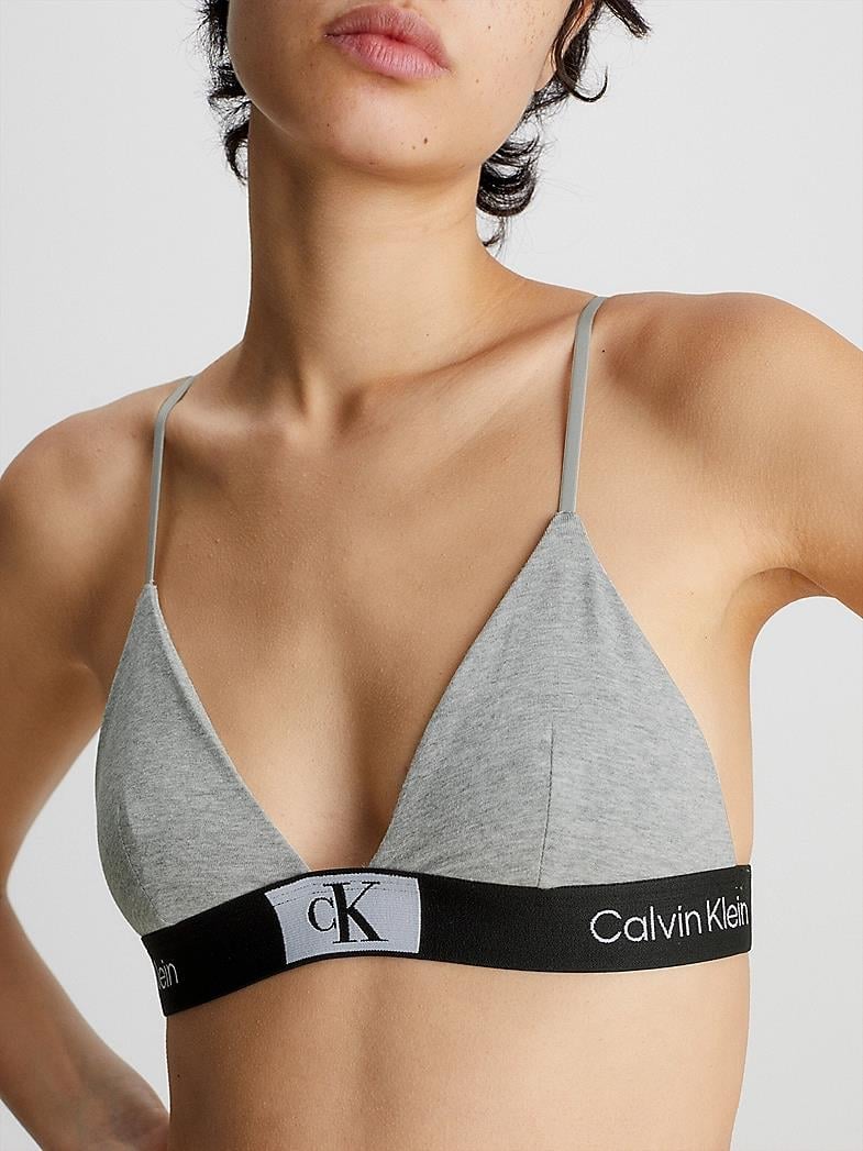 Calvin Klein Calvin Kleın Kadın Askılıklı Marka Logolu Slim Fit Gri Sütyen 000QF7217E-P7A