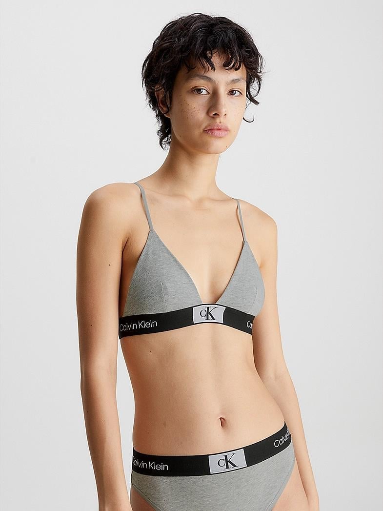 Calvin Klein Calvin Kleın Kadın Askılıklı Marka Logolu Slim Fit Gri Sütyen 000QF7217E-P7A