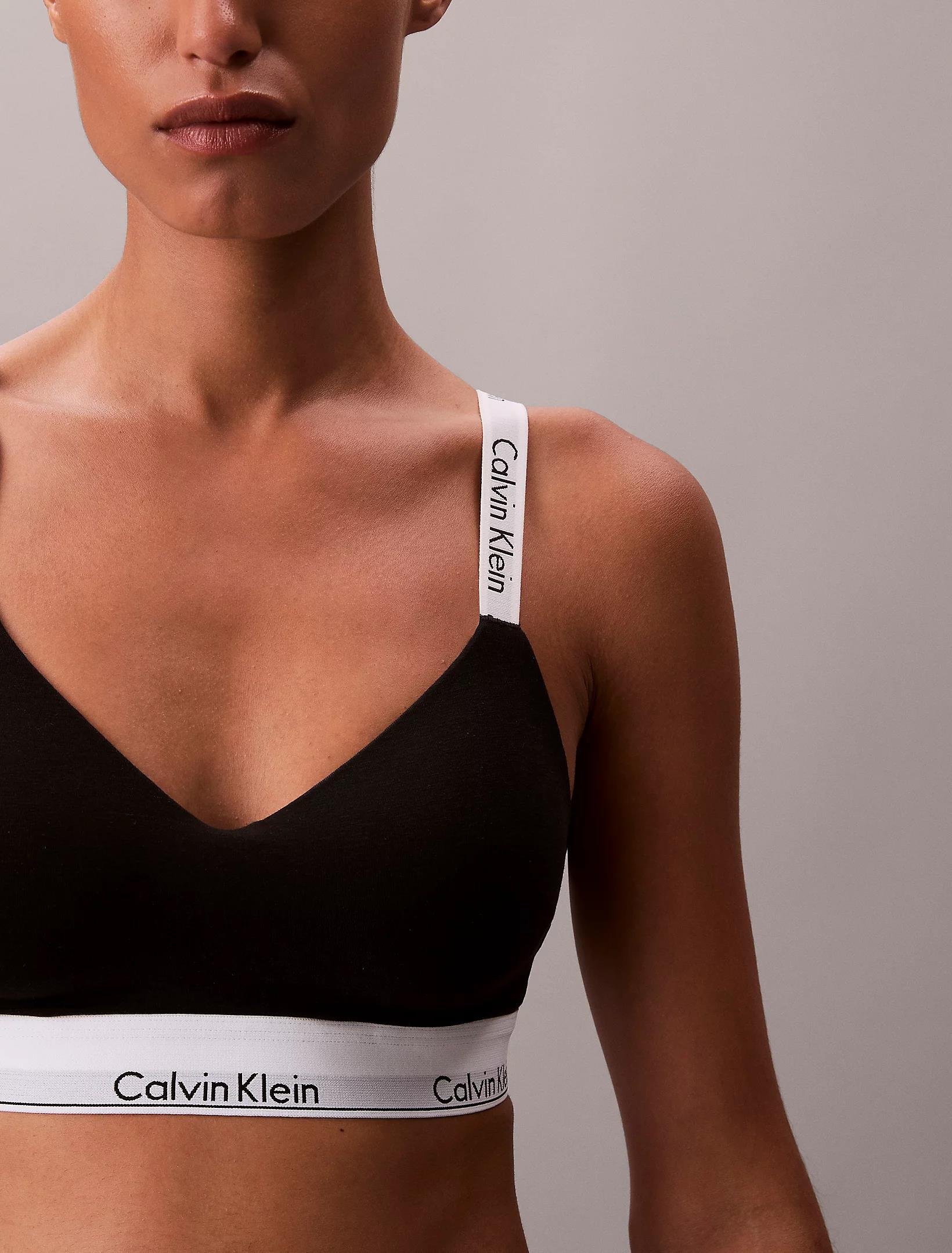 Calvin Klein Calvin Klein Kadın Calvin Yazı Detay Askılı Slim Fit Çıt Çıt Kapama Yumuşak Kumaş Siyah Sütyen LV00QF8504-UB1