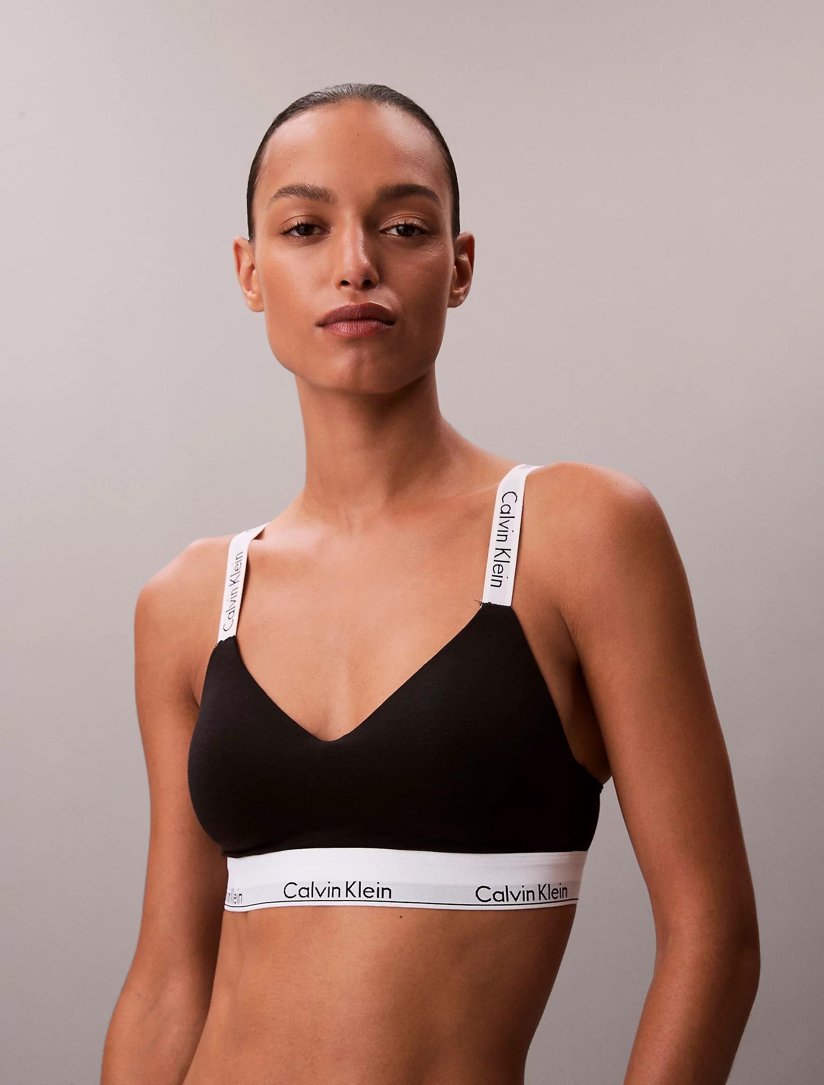 Calvin Klein Calvin Klein Kadın Calvin Yazı Detay Askılı Slim Fit Çıt Çıt Kapama Yumuşak Kumaş Siyah Sütyen LV00QF8504-UB1