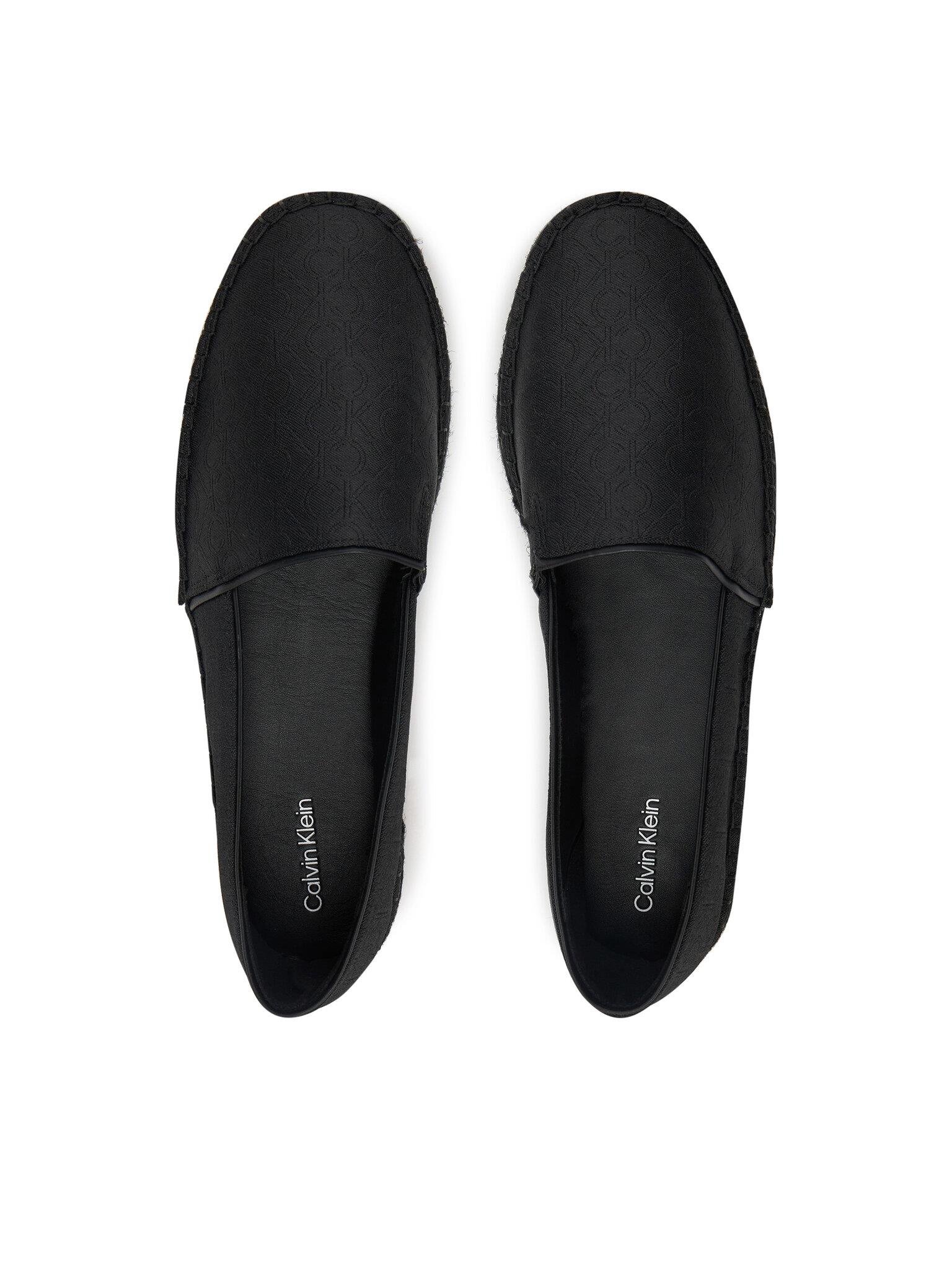 Calvin Klein Calvin Klein Kadın CK Yazılardan Desen Hasır Düz Taban Siyah Babet HW0HW02467-BEH