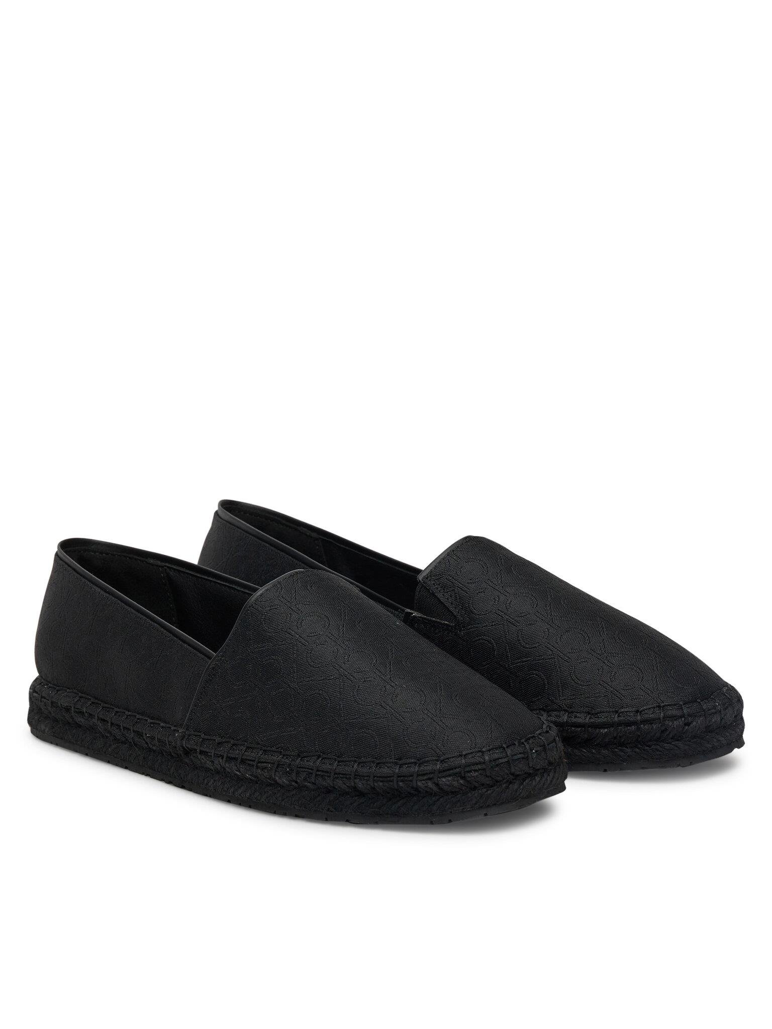 Calvin Klein Calvin Klein Kadın CK Yazılardan Desen Hasır Düz Taban Siyah Babet HW0HW02467-BEH