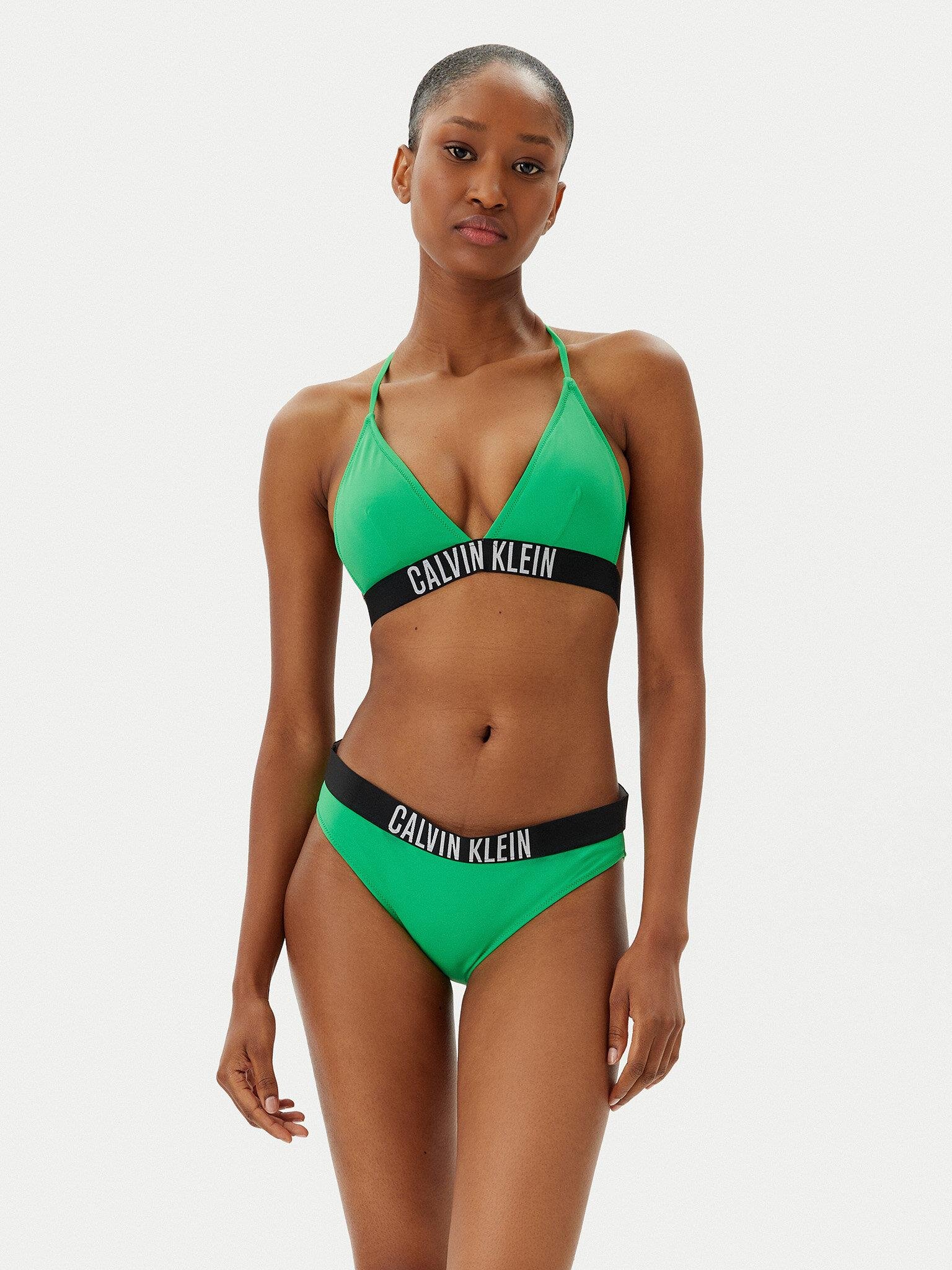Calvin Klein Calvin Klein Kadın Hızlı Kuruyan Rahat Kumaş Elastik CK Logo Bantlı Yeşil Bralet KW0KW02854-L1X