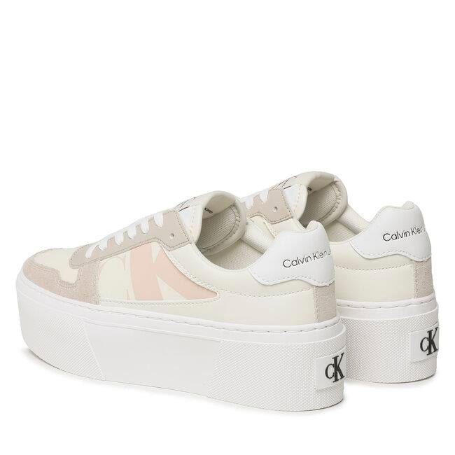 Calvin Klein Calvin Kleın Kadın Logolu Bağcıklı Günlük Kullanım Ekru Sneaker YW0YW01227-YBI