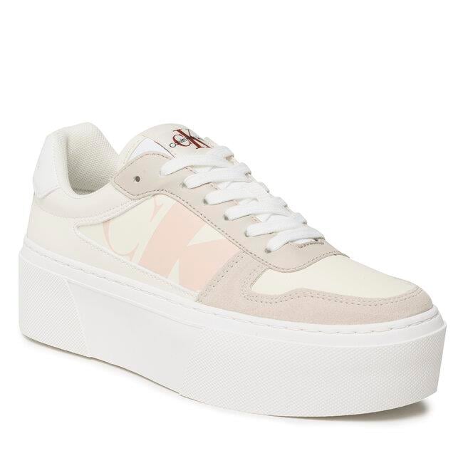 Calvin Klein Calvin Kleın Kadın Logolu Bağcıklı Günlük Kullanım Ekru Sneaker YW0YW01227-YBI