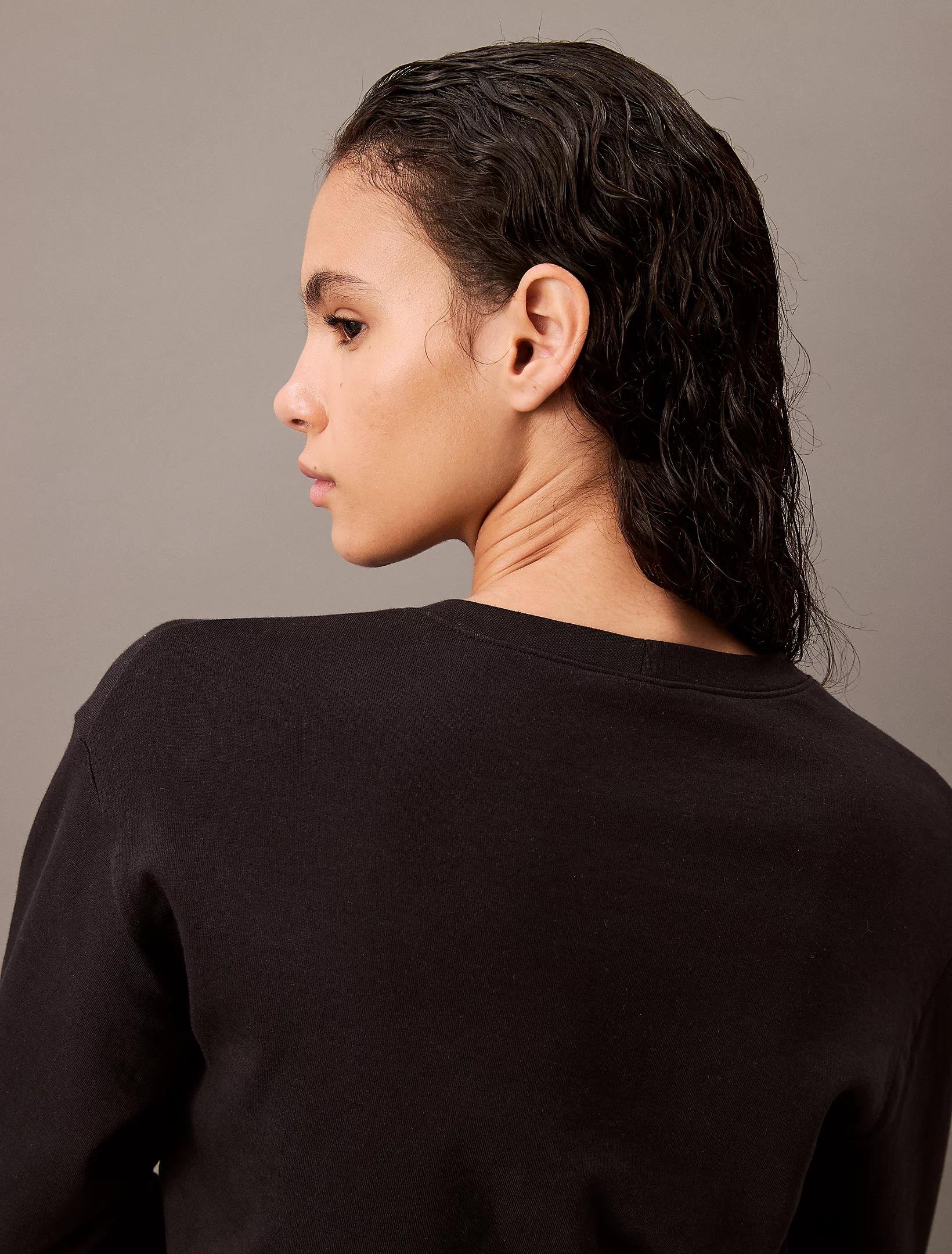 Calvin Klein Calvin Kleın Kadın Marka Logolu Uzun Kollu Rahat Siyah Kazak 000QS7273E-UB1