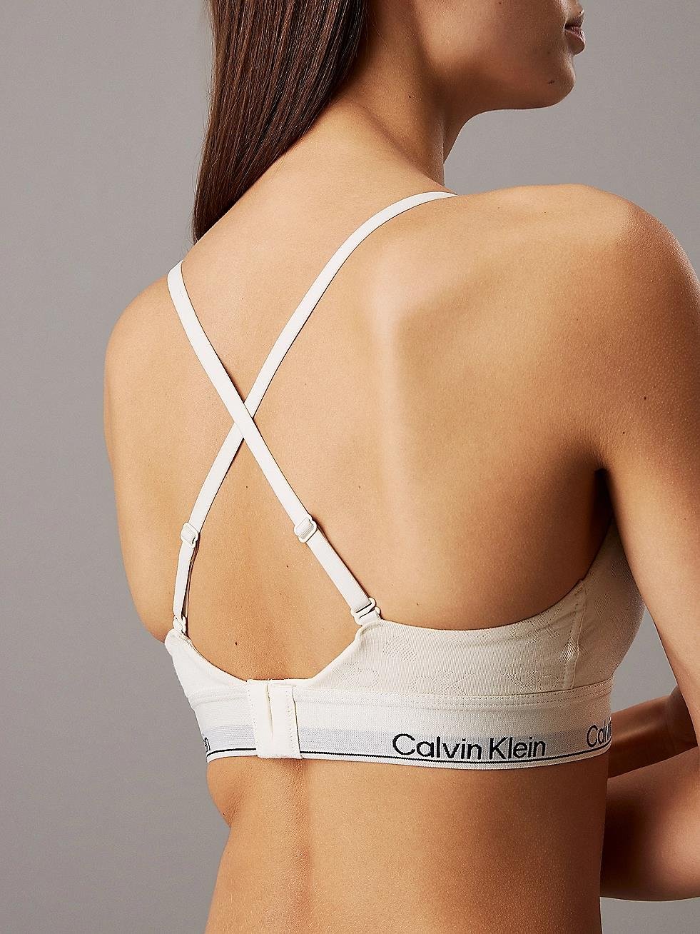 Calvin Klein Calvin Klein Kadın Nefes Alabilen Pamuklu Kalp Desenli Arkası Kancalı Beyaz Spor Sütyen 000QF7876E-PY1