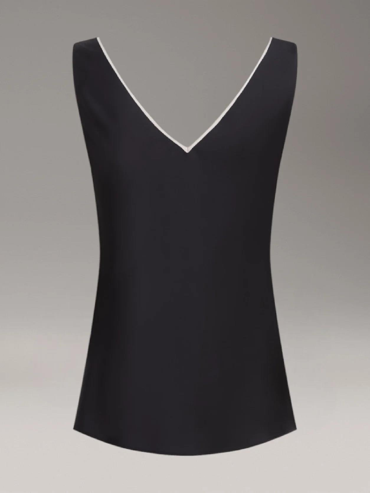 Calvin Klein Calvin Klein Kadın Normal Kalıp V Yaka Kolsuz Siyah Pijama Üstü K20K208185-BEH