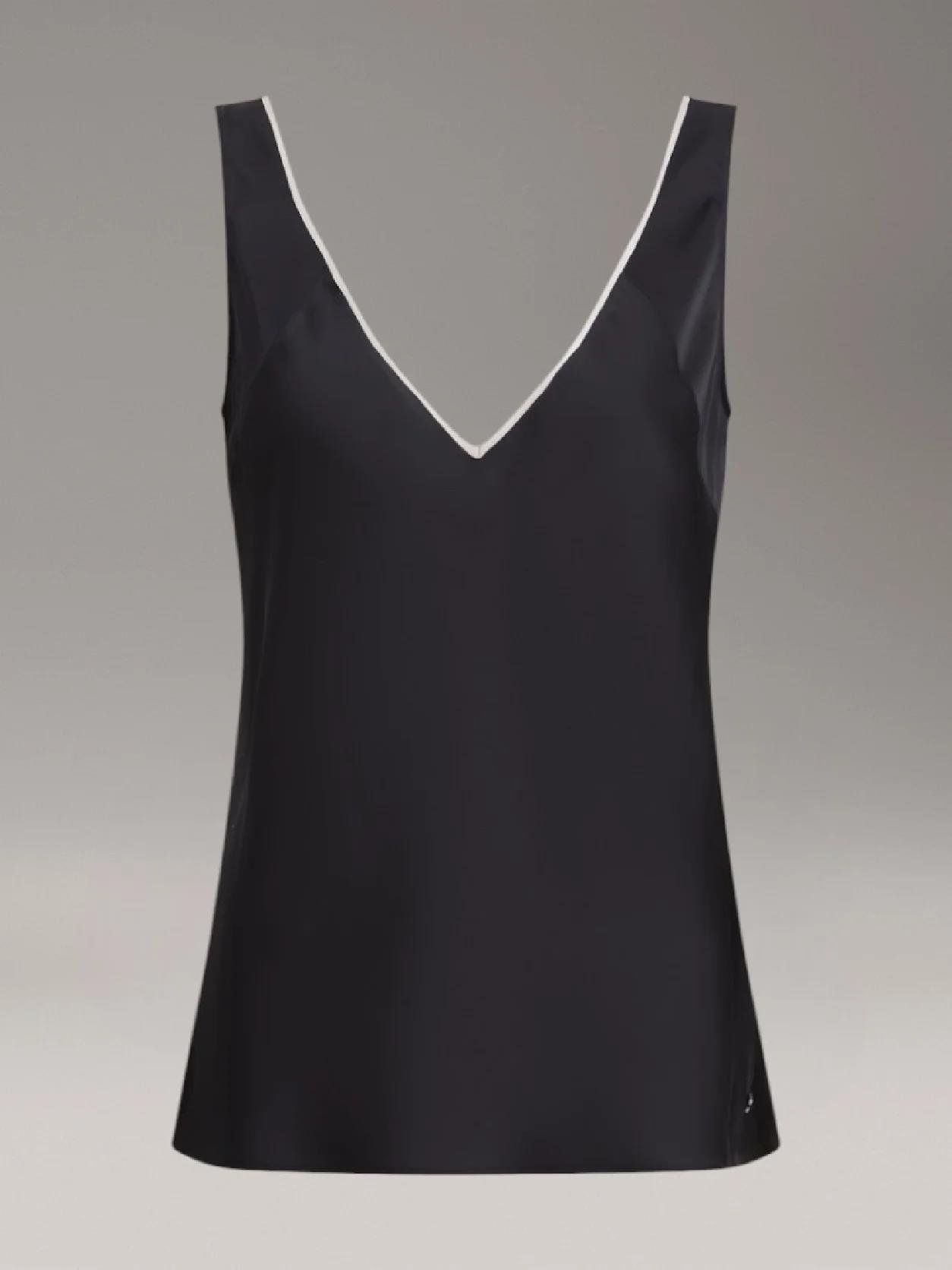 Calvin Klein Calvin Klein Kadın Normal Kalıp V Yaka Kolsuz Siyah Pijama Üstü K20K208185-BEH