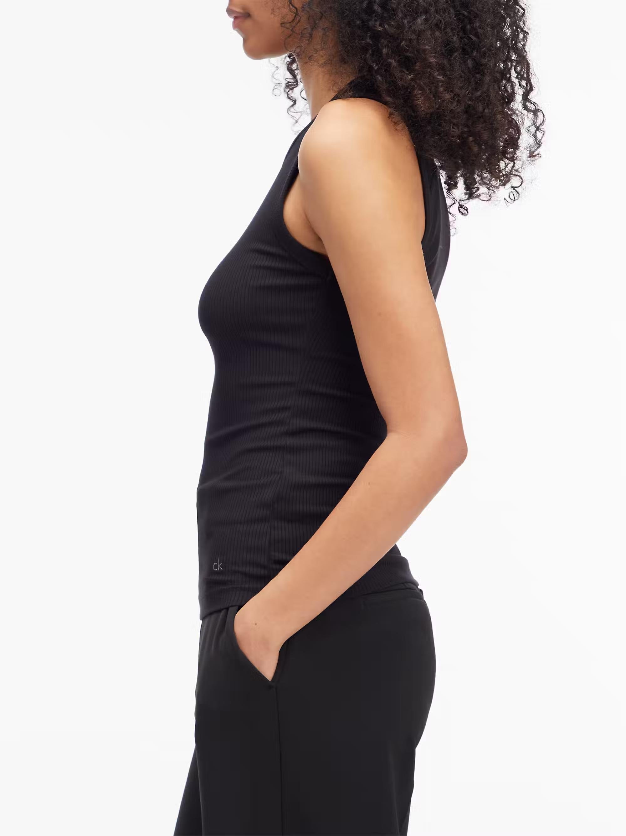 CALVIN KLEIN Calvin Kleın Kadın Pamuklu Yuvarlak Kolsuz Günlük Siyah Atlet K20K208054-BEH
