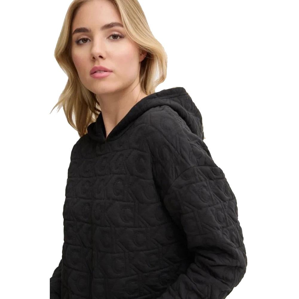 Calvin Klein Calvin Kleın Kadın Regular Fit Kapüşonlu Marka Logo Baskılı Uzun Kollu Siyah Sweatshirt 000QS7267E-UB1